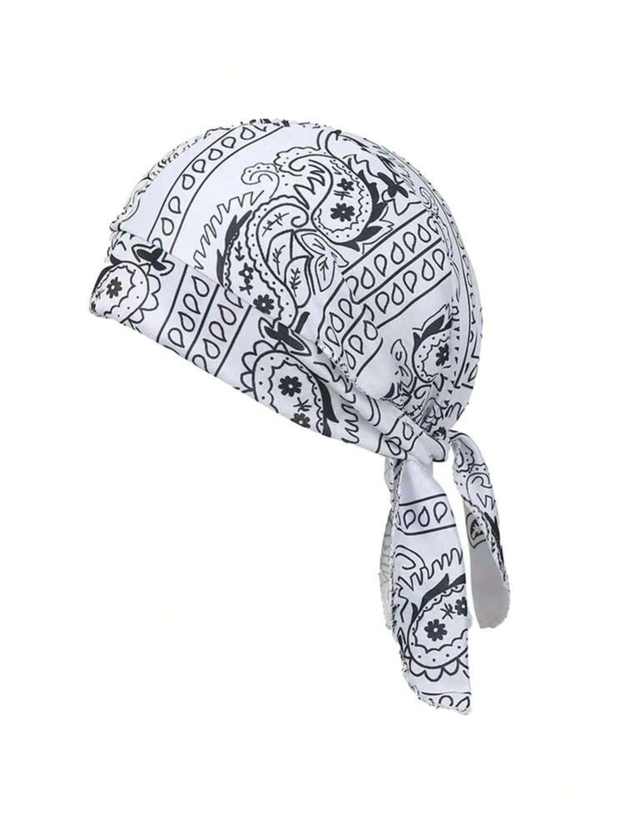 Western Monochrome Paisley Patterned Bandana Headscarf in Deep Black 2