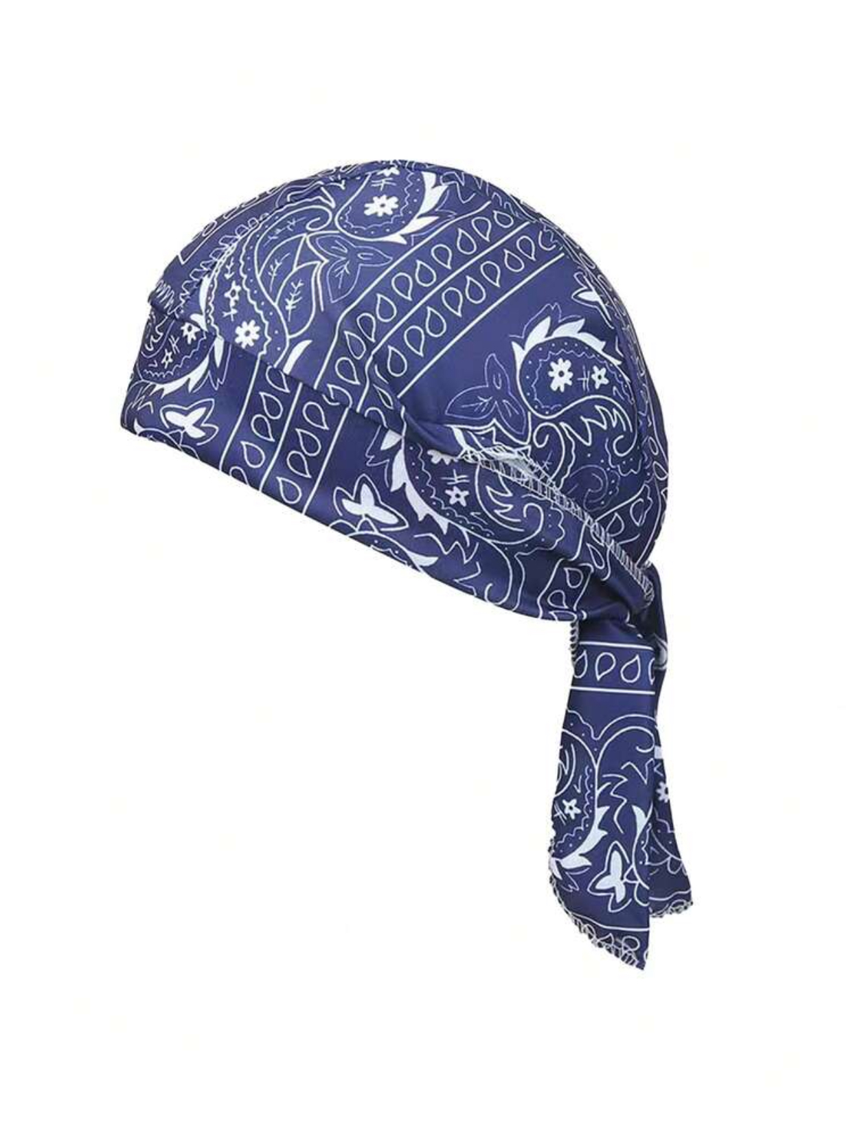 Western Monochrome Paisley Patterned Bandana Headscarf in Deep Black 3