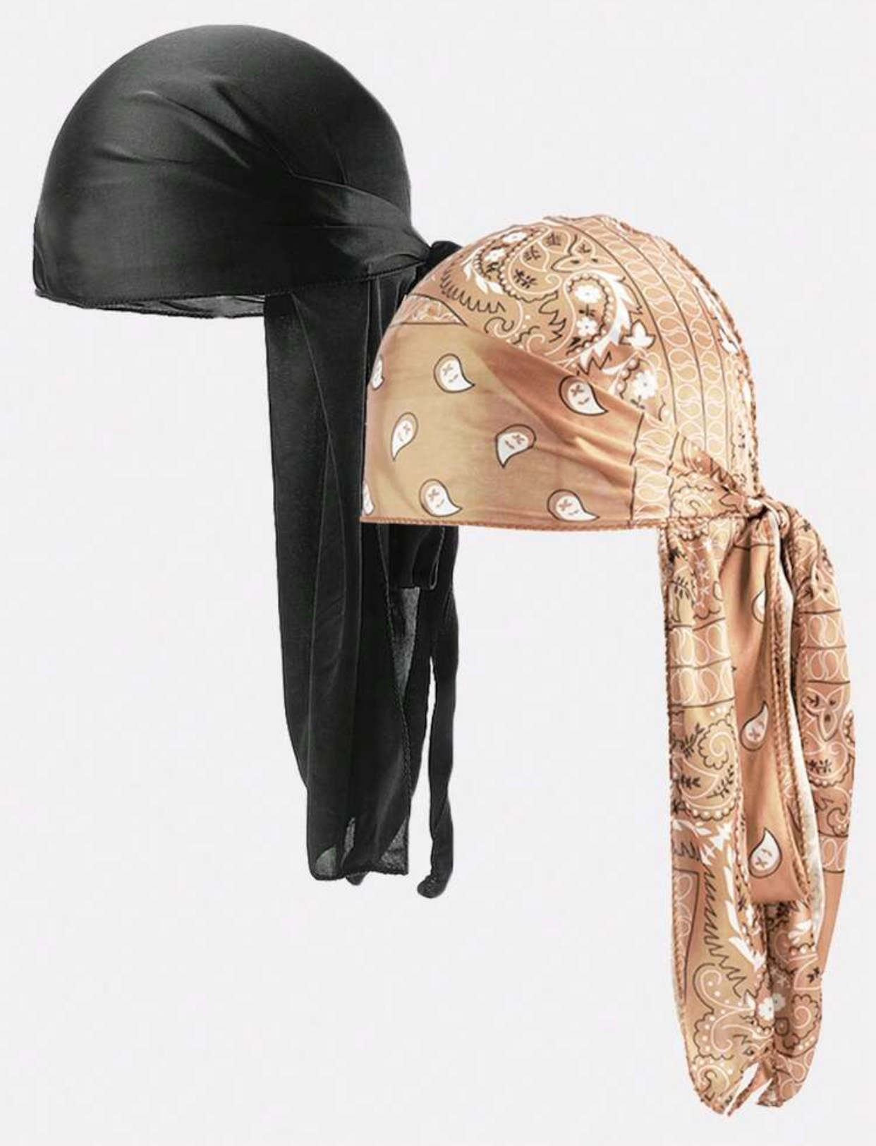 Minimalist High-Shine Silky Durag Multi-Pack Combo in Crisp White and Jet Black