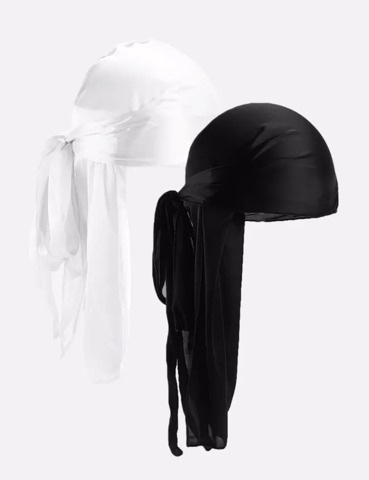 Minimalist High-Shine Silky Durag Multi-Pack Combo in Crisp White and Jet Black 2
