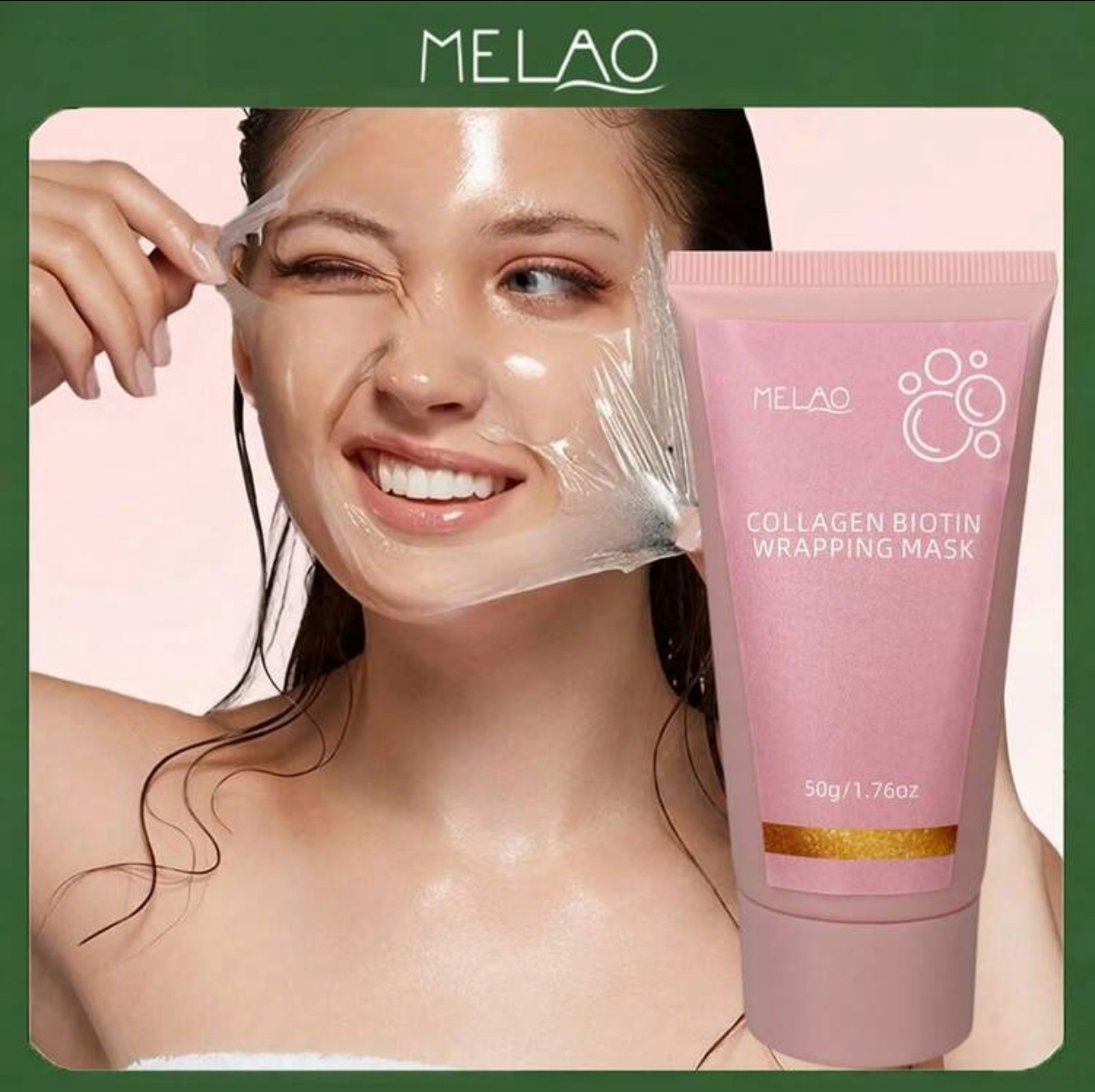 Melao Collagen Biotin Peeling Wrapping Mask Moisturizing and Smoothing Wash-Free Anti-Aging Regenerating Facial Treatment (Net Wt. 1.76 oz / 50g Tube)