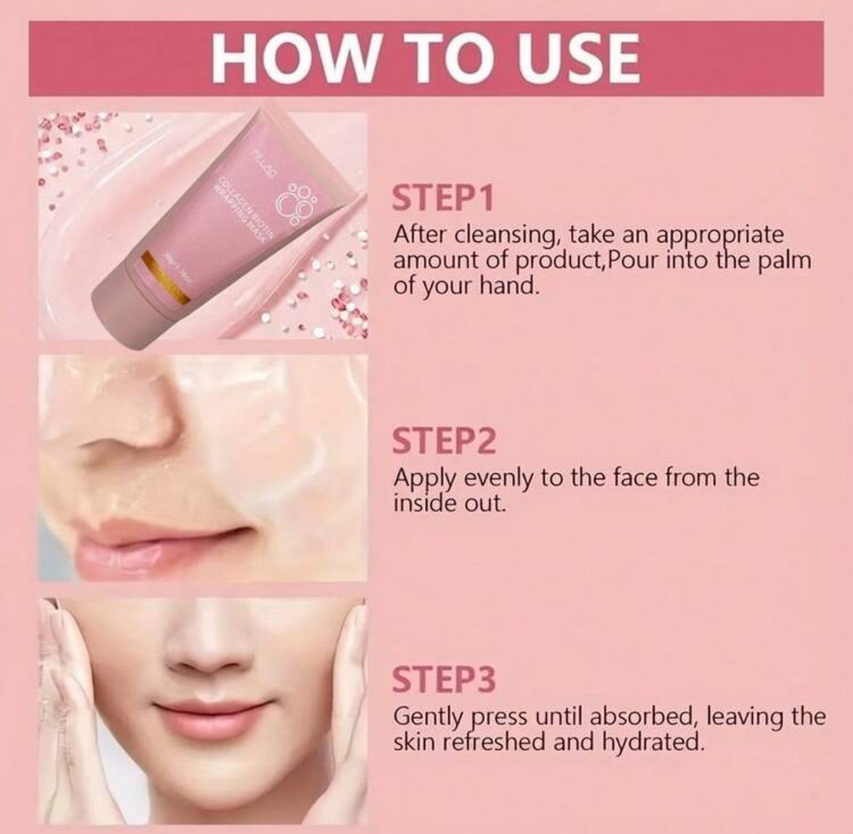 Melao Collagen Biotin Peeling Wrapping Mask Moisturizing and Smoothing Wash-Free Anti-Aging Regenerating Facial Treatment (Net Wt. 1.76 oz / 50g Tube) 2