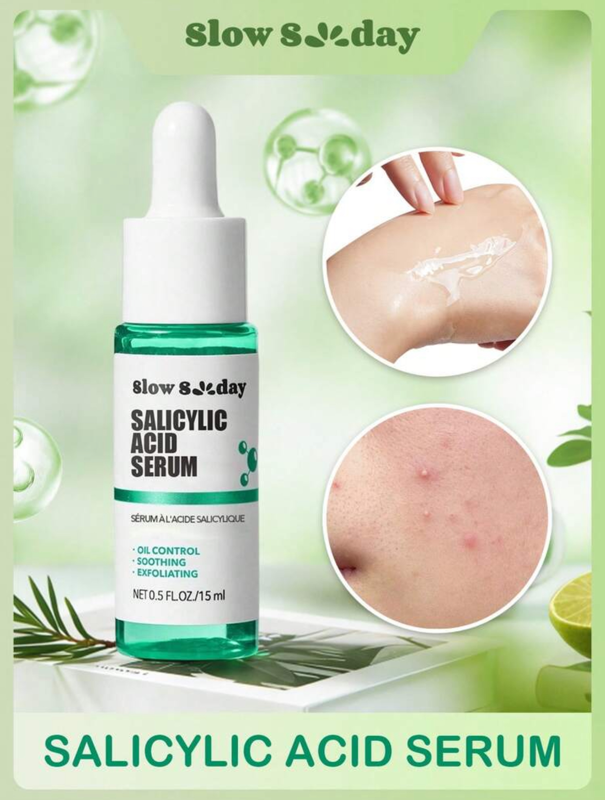 Slow Sunday Salicylic Acid Serum Concentrated Sebum Control Soothing and Exfoliating Clear Texture Facial Treatment (Net Wt. 0.5 FL. OZ. / 15ml Dropper Bottle) 3