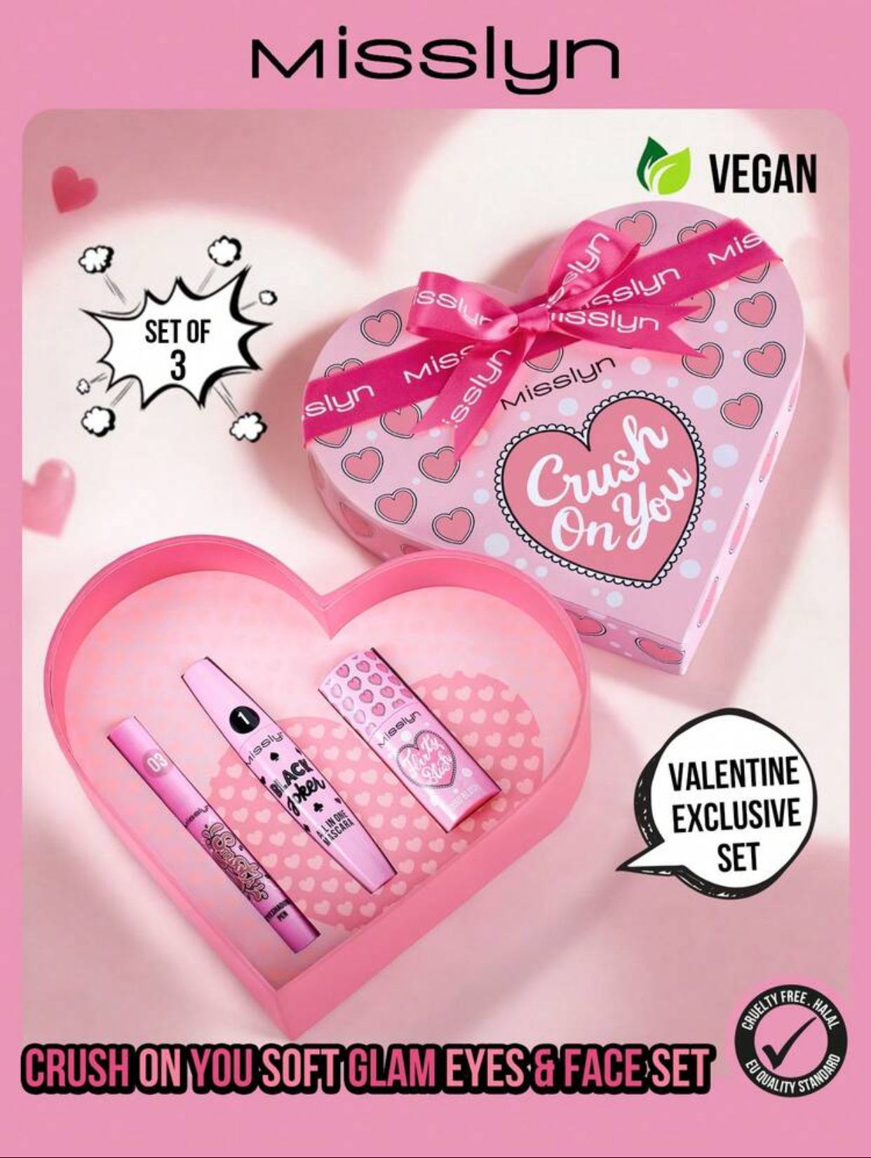 Misslyn Crush On You Soft Glam Eyes & Face Valentine Exclusive 3-Piece Gift Set
