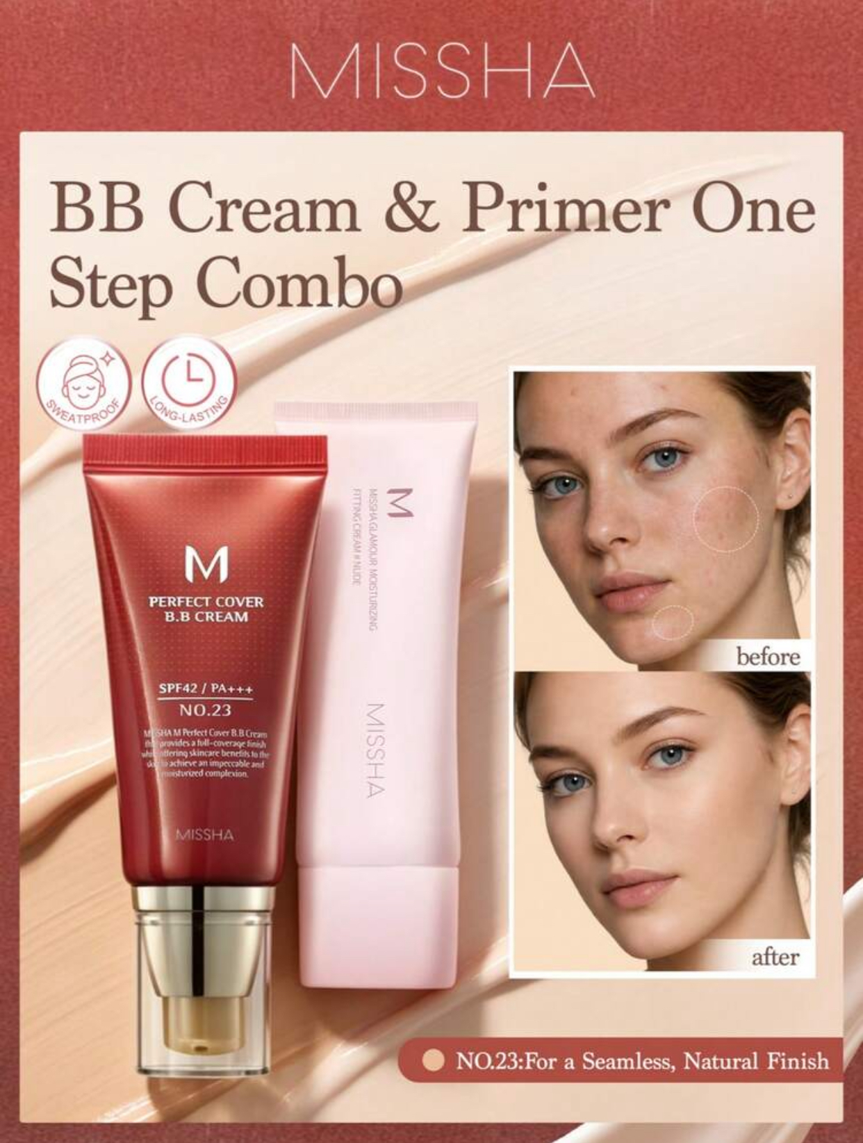 MISSHA Perfect Cover BB Cream & Primer One Step Combo Complexion Set – Shade No.23