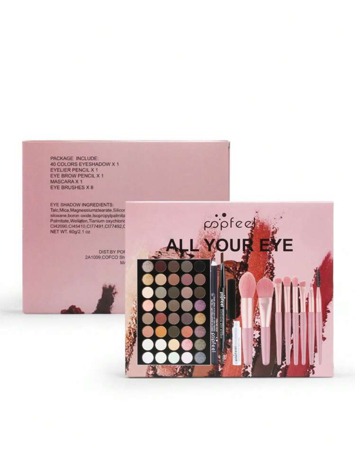 Popfeel All Your Eye 12-Piece Multi-Color Eyeshadow Palette and Essential Brush Kit