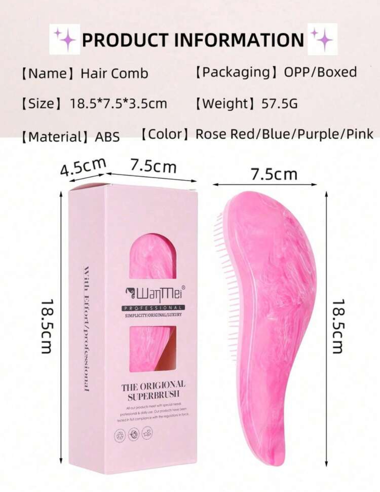 The Original Superbrush Professional Ergonomic Gentle Detangling Hair Brush – Lilac & Pink 3