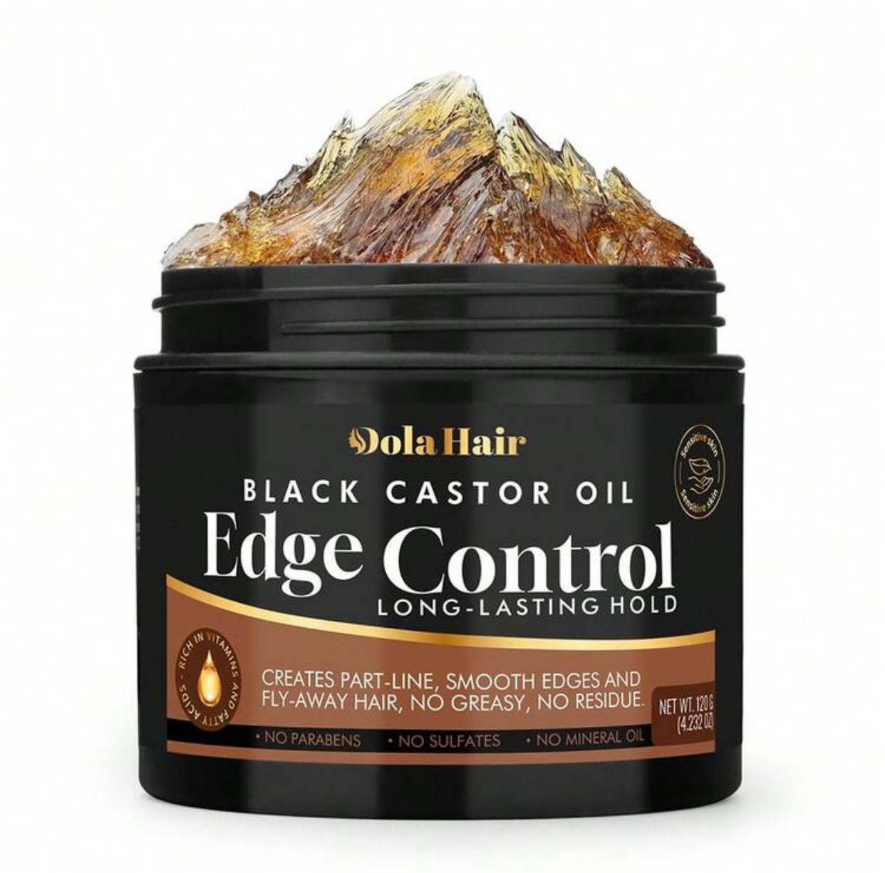 Dola Hair Black Castor Oil Edge Control Gel Long-Lasting Maximum Hold Taming Pomade