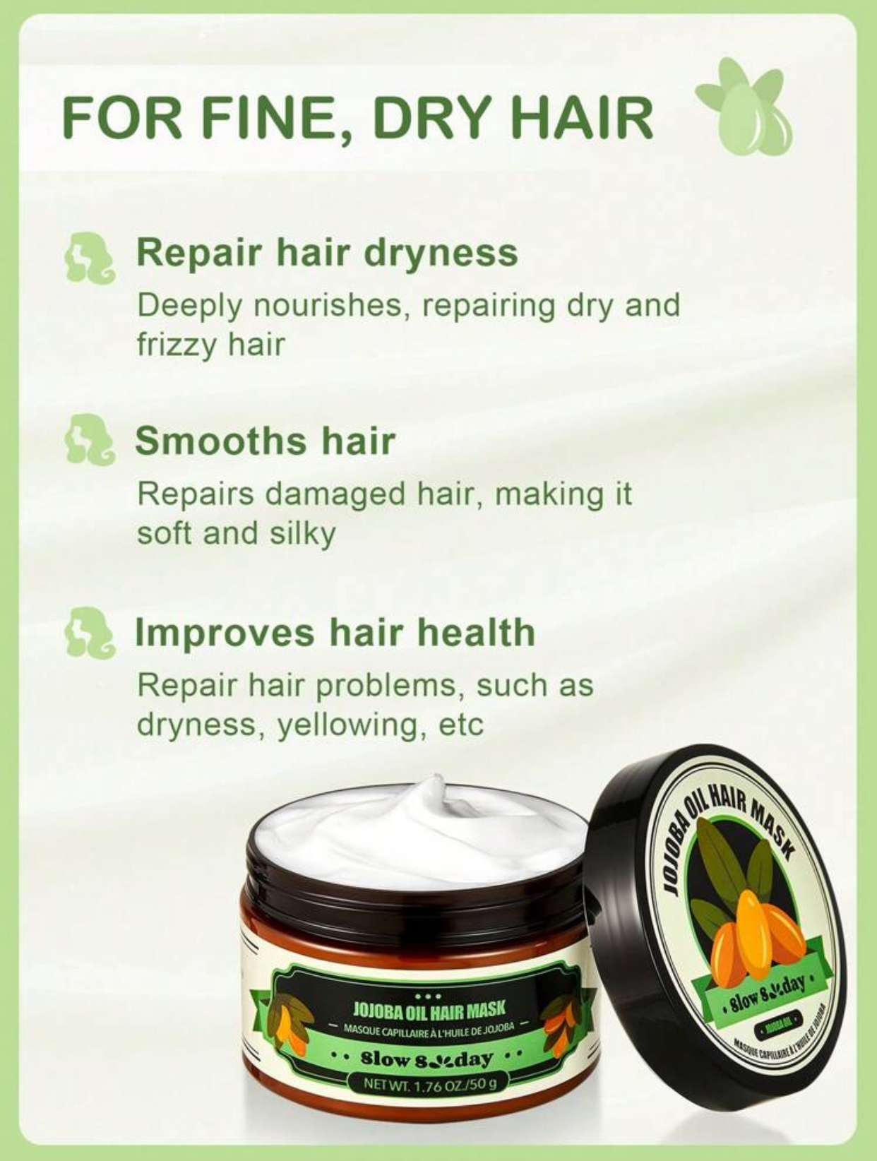 Slow Sunday Jojoba Oil Nutrient-Rich Botanical Hair Mask Rejuvenating Jar Cream 2