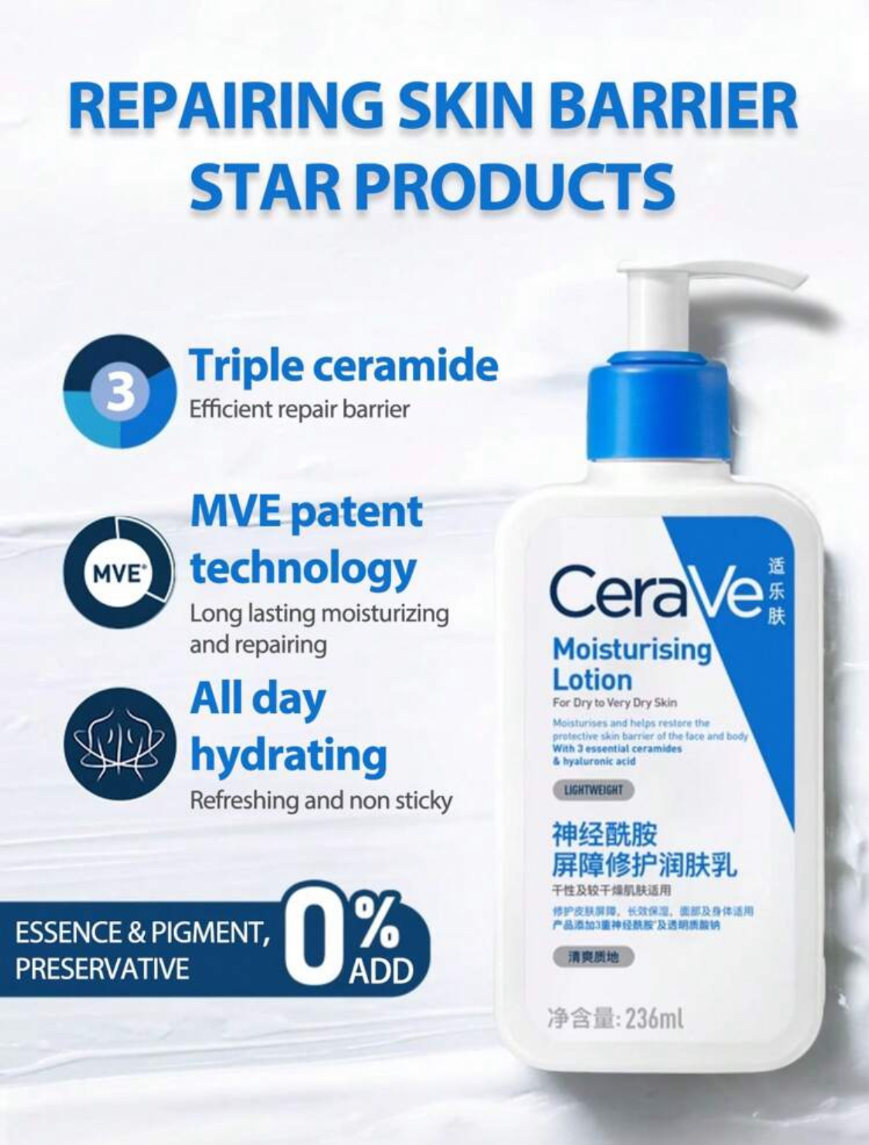CeraVe Moisturizing Lotion for Dry to Very Dry Skin – Lightweight Ceramide & Hyaluronic Acid Formula 2