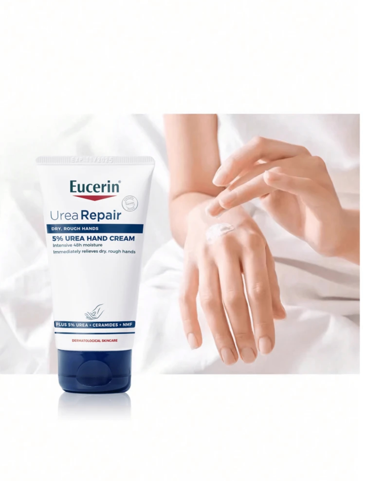 Eucerin UreaRepair Plus 5% Urea Hand Cream – Intensive 48-Hour Moisture Therapy for Dry, Rough Hands with Ceramides and Natural Moisturizing Factors (NMF) 3