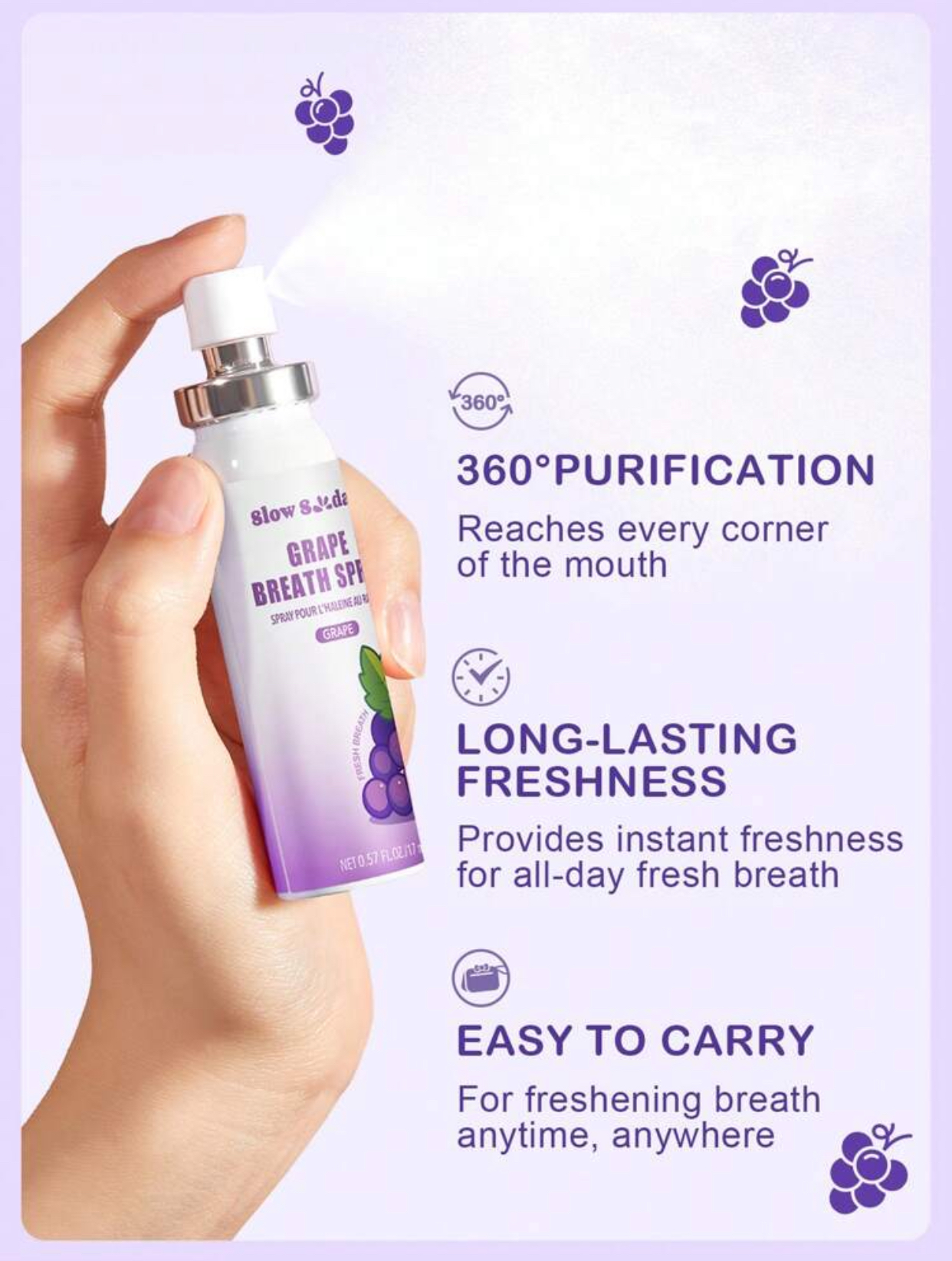 slow & day Mint Breath Spray – Minty Cool Pocket-Sized Long-Lasting Mouth Refresher with Natural Mint Extracts 3