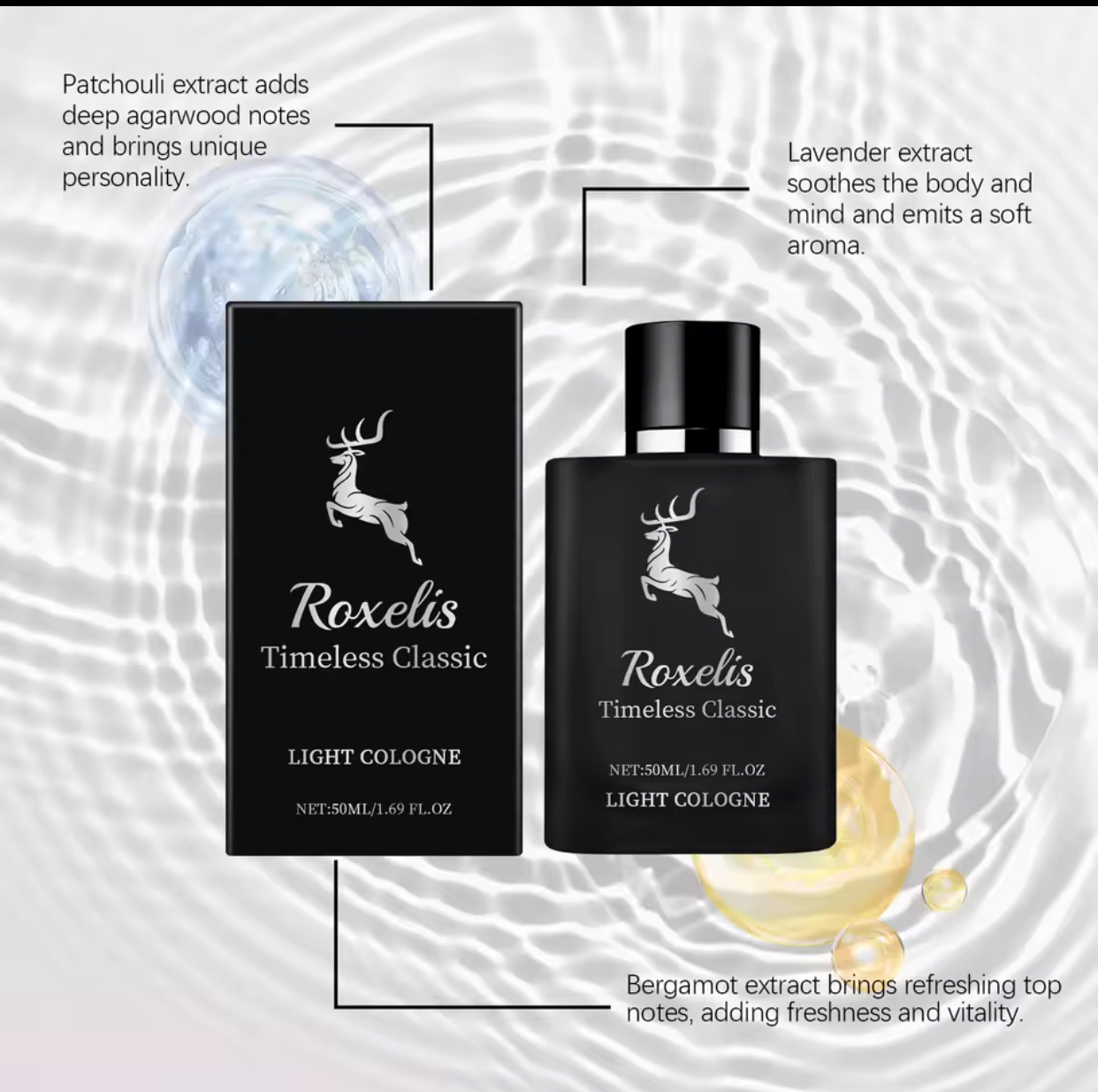 Roxelis Timeless Classic Light Cologne for Men – Premium Daily Fragrance Infused with Bergamot, Lavender, and Cedar Extracts (50ml / 1.69 fl.oz) 3