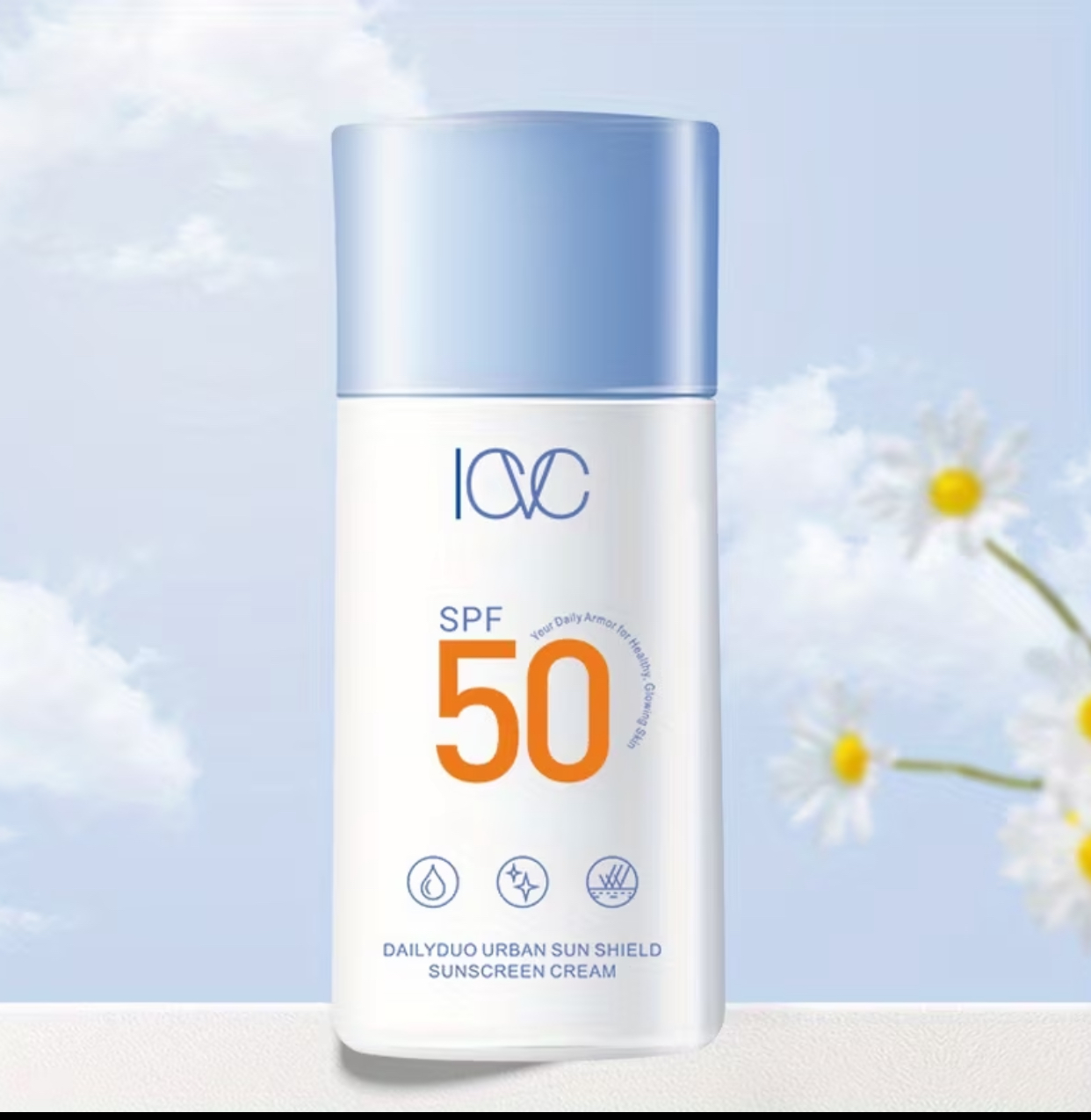ICC DAILYDUO Urban Sun Shield Sunscreen Cream – Hydrating SPF 50 Broad-Spectrum Daily Facial Sunscreen