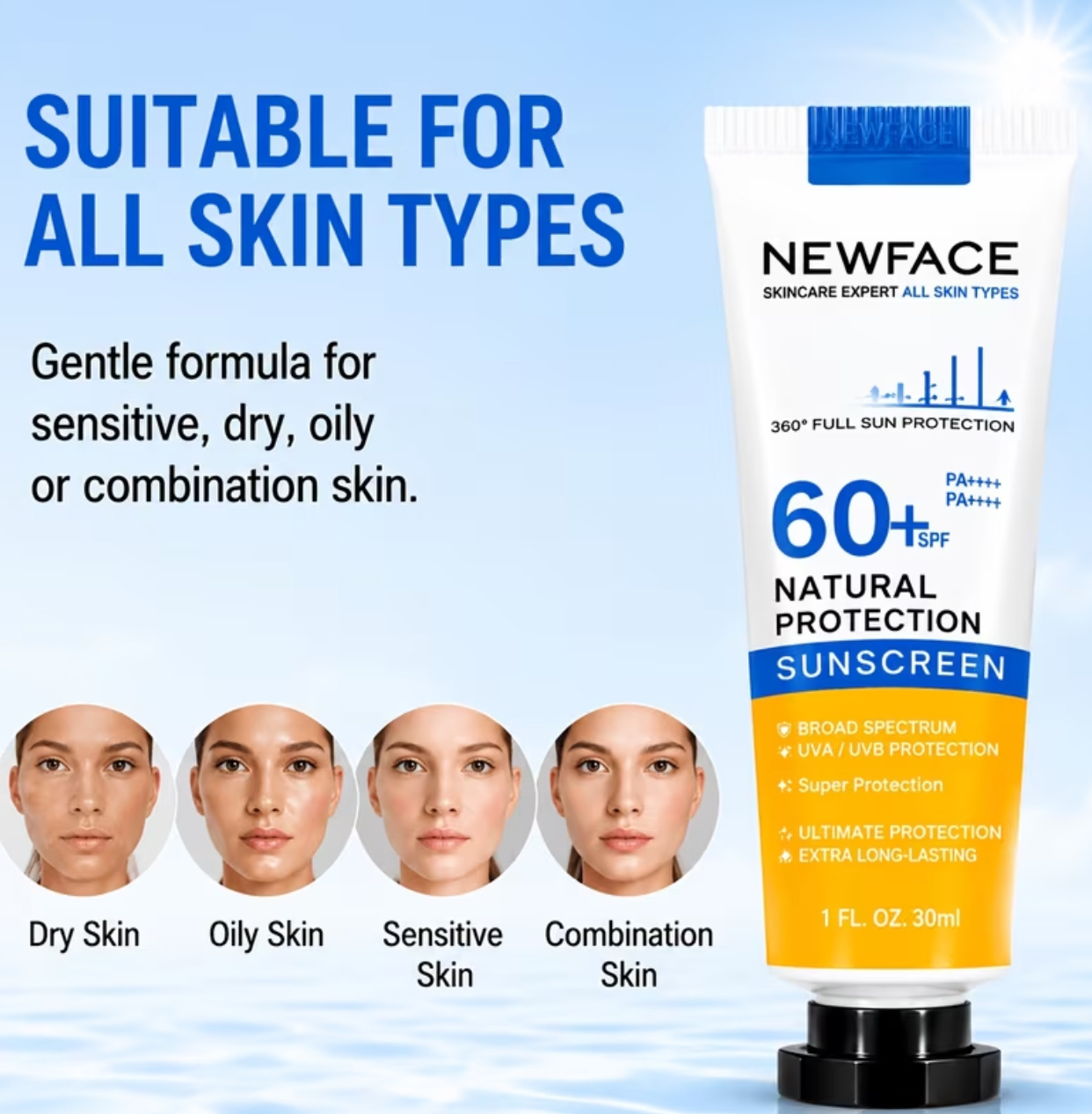 NEWFACE Sunclear Expert Sunscreen Cream – High-Performance SPF 60+ PA++++ Ultimate UV Defense Lotion (30ml) 2
