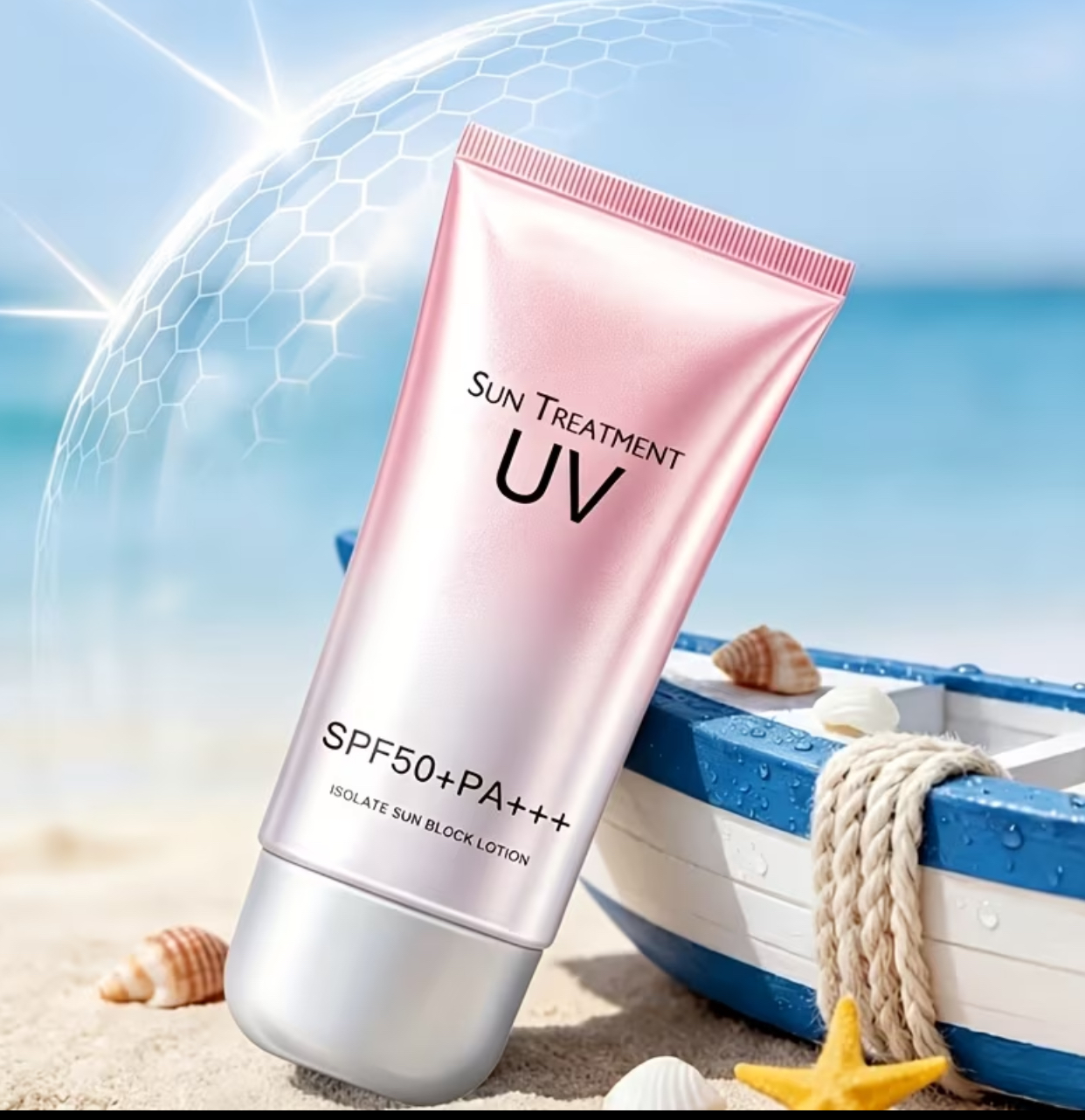 Sun Treatment UV Isolate Sun Block Lotion – Lightweight Pink-Gradient SPF 50+ PA+++ Broad Spectrum Sunscreen
