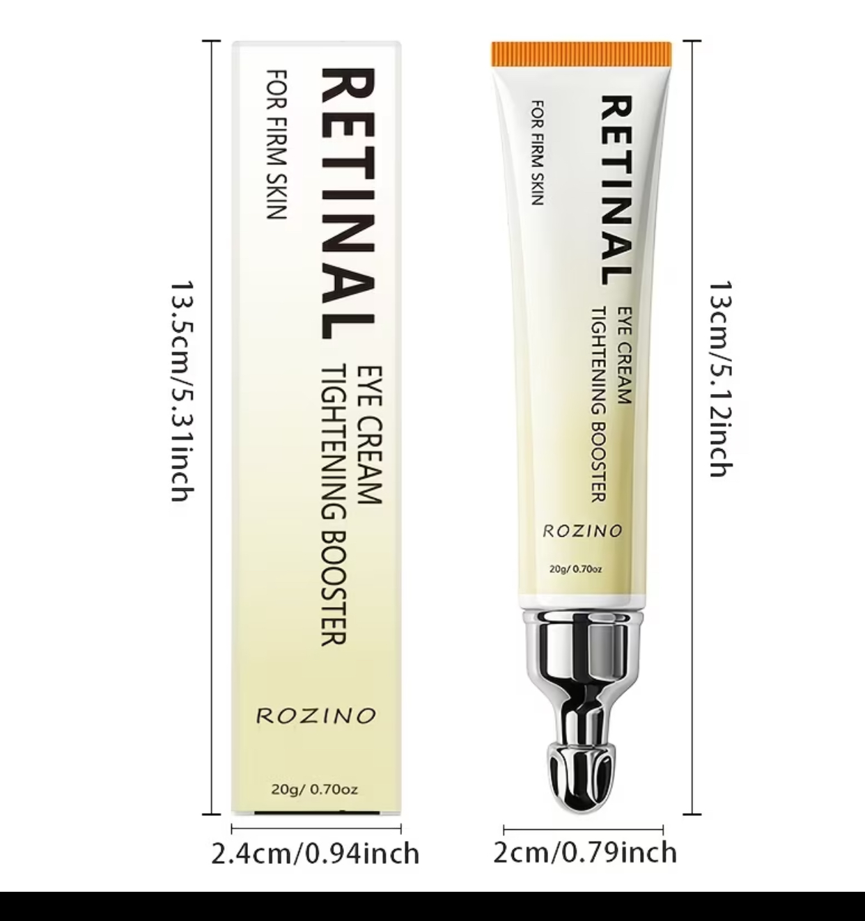 ROZINO Retinal Tightening Booster Eye Cream – 20g Retinol-Infused Smoothing Formula with Cooling Metal Wand Applicator 3
