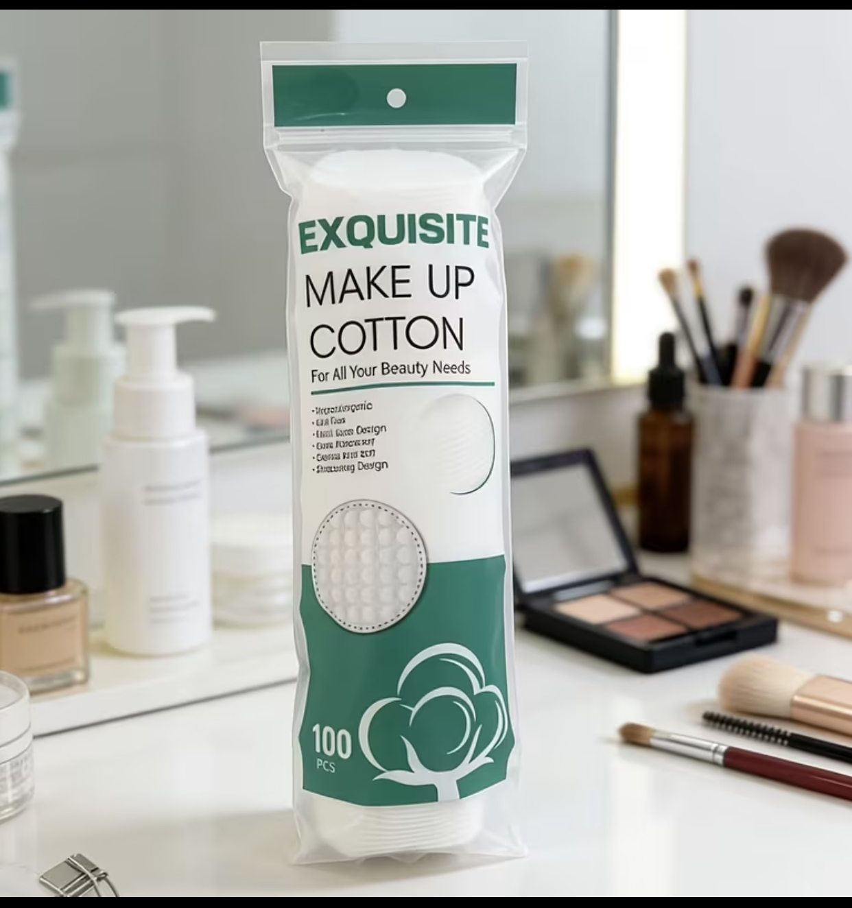 Exquisite Dual-Textured Round Pearl Pattern Makeup Pads – 100-Piece Pure Cotton Cleansing and Cosmetic Wipes
