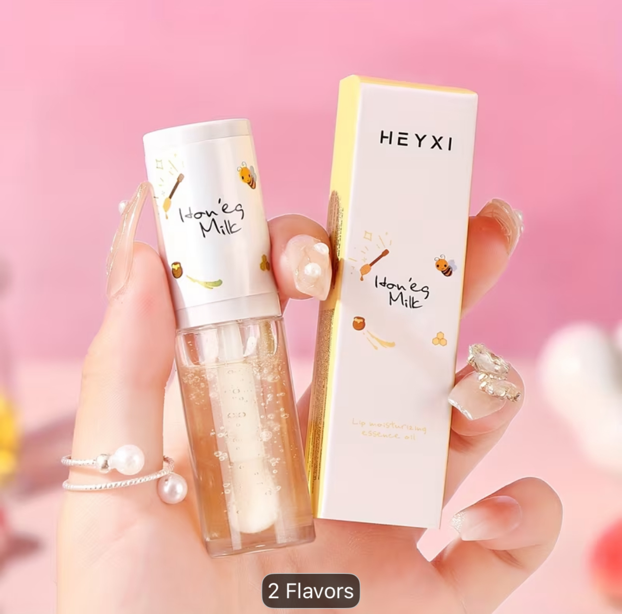 HEYXI Dual-Flavor Moisturizing Lip Oil Set – Nourishing Lip Care Gloss Duo in Honey Milk and Peach Oolong 3