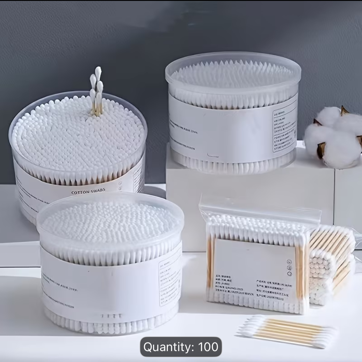 100-Piece Everyday Essentials Cotton Swabs Pack – Double-Tipped Soft Cotton Buds with Sturdy Wooden Sticks 2
