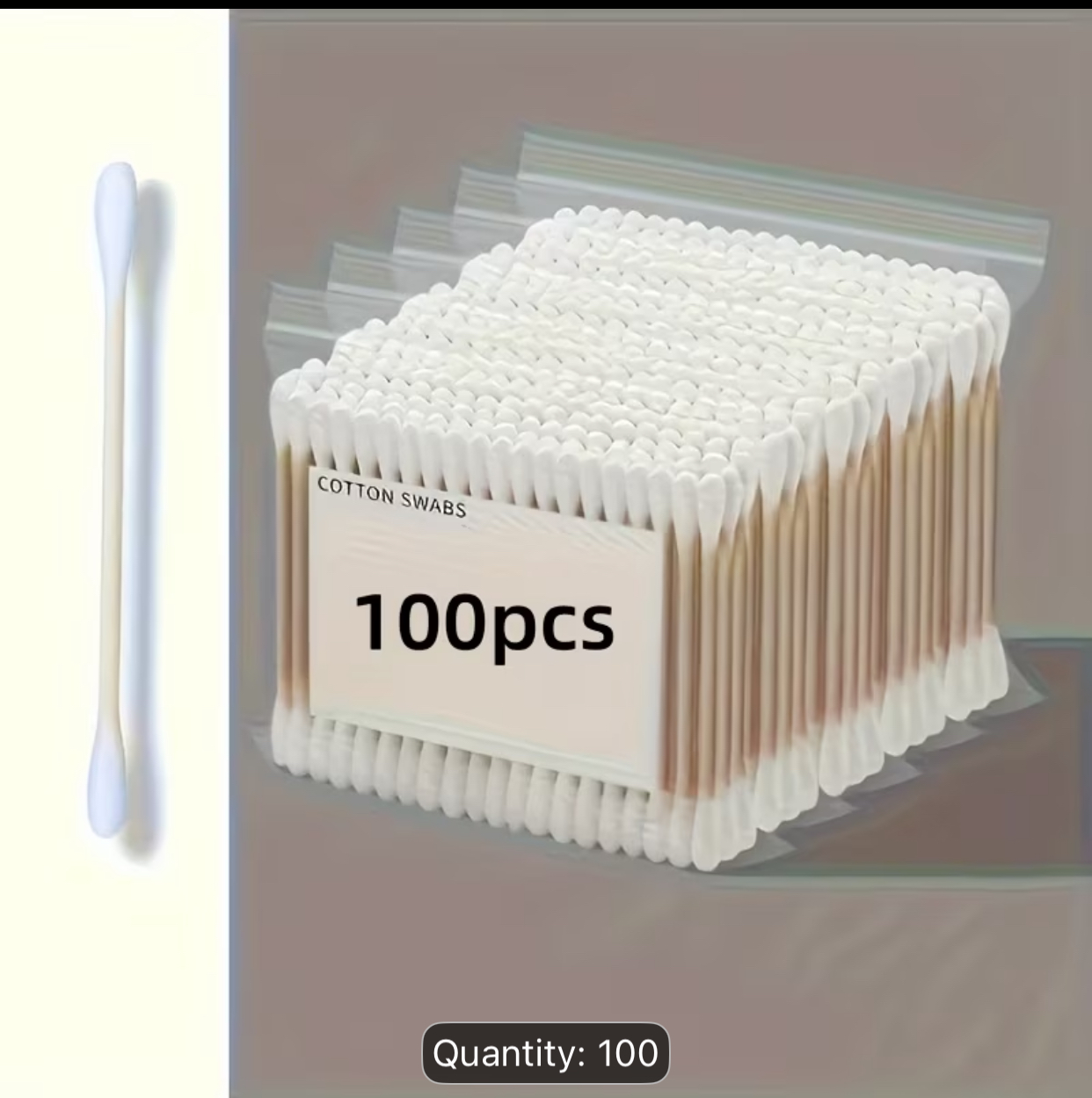 100-Piece Everyday Essentials Cotton Swabs Pack – Double-Tipped Soft Cotton Buds with Sturdy Wooden Sticks 3