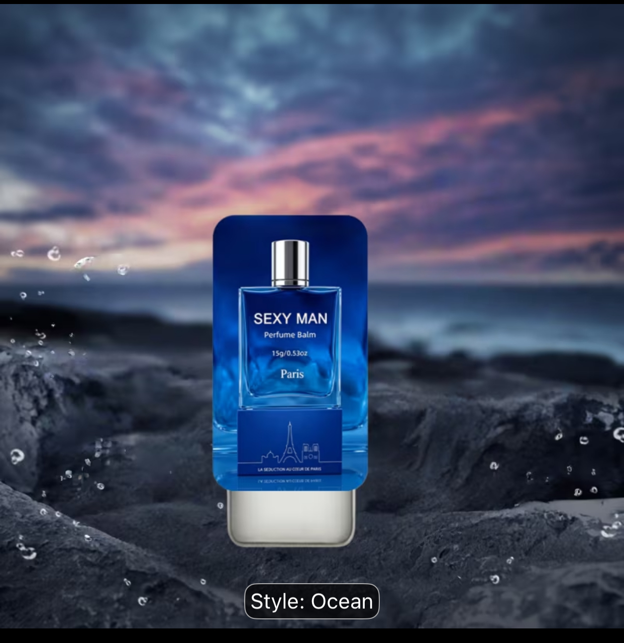 SEXY MAN Perfume Balm – 15g Pocket-Sized Ocean-Style Solid Fragrance Case for Men