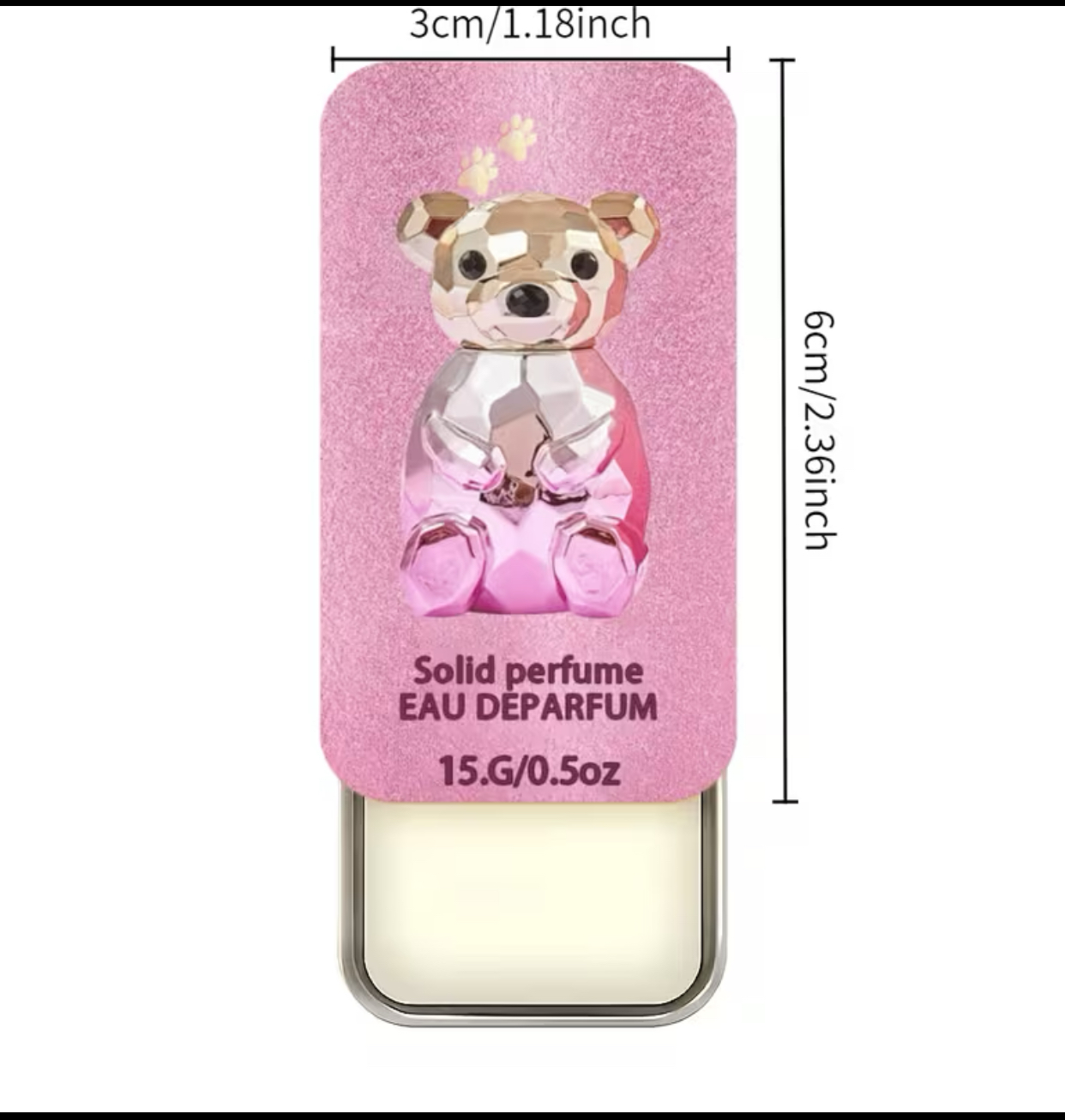 Gummy Bear Solid Perfume Balm – 15g Iridescent Pink Slide-Open Casing with Matching Toy Fragrance Set 2