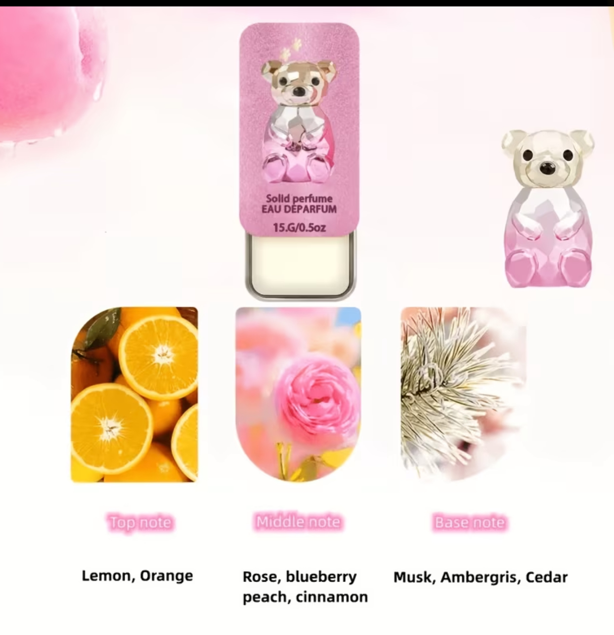 Gummy Bear Solid Perfume Balm – 15g Iridescent Pink Slide-Open Casing with Matching Toy Fragrance Set 3