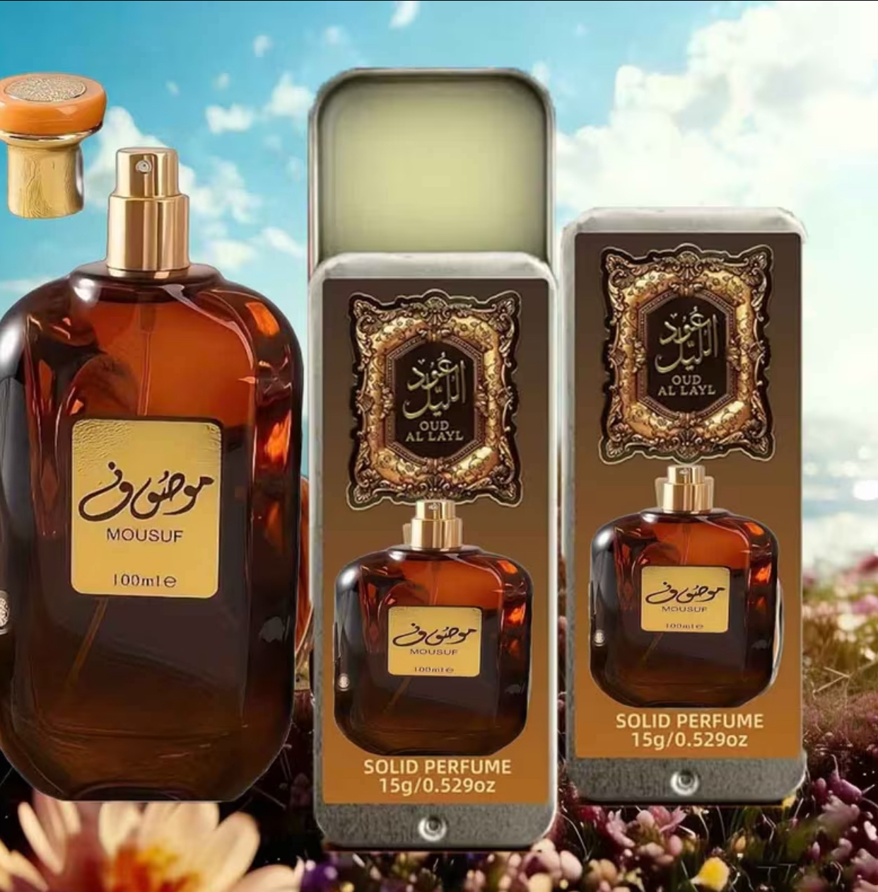 Oud Al Layl "Mousuf" Edition Solid Perfume – 15g Arabesque Slide Tin Intense Warm Woody Balm