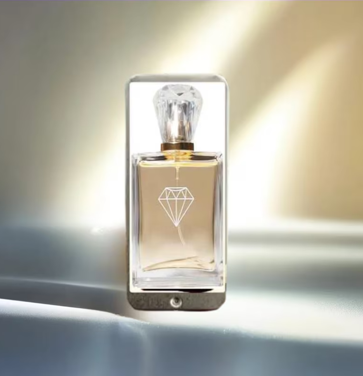 Diamond Motif Crystal-Cap Solid Perfume Balm – 15g Elegantly Boxed Warm Amber Vanity Pocket Cologne