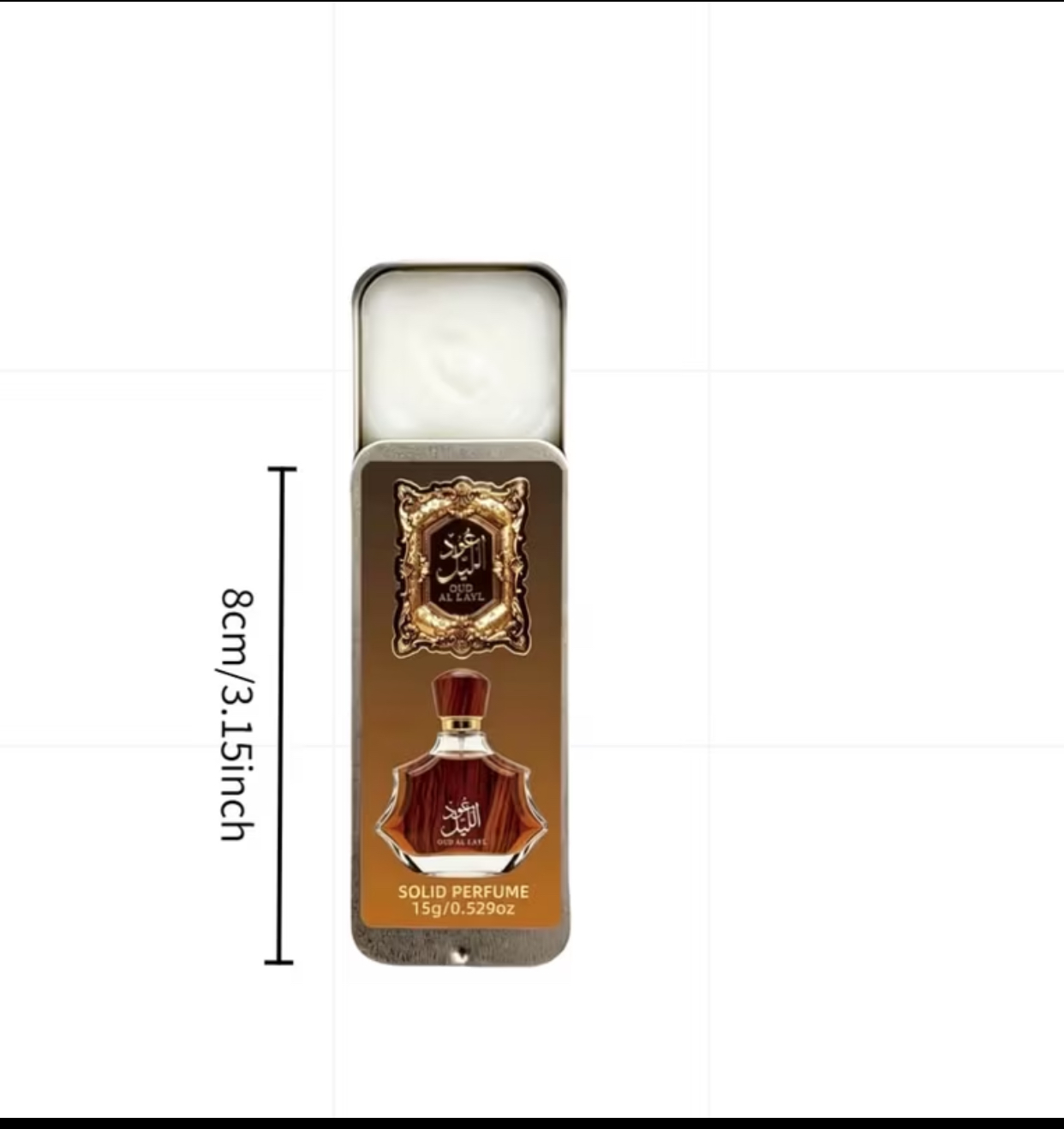 Oud Al Layl Jasmine Floral Solid Perfume – 15g Slide-Open Compact with Delicate White Floral Accents 3