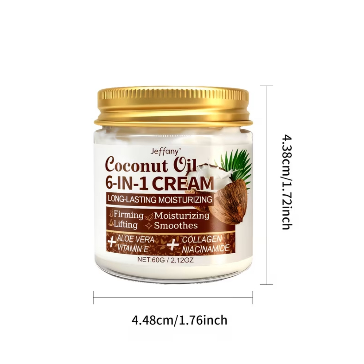 Jeffany Coconut Oil 6-in-1 Face & Body Cream – 60g Advanced Firming, Lifting & Smoothing Moisturizer 3