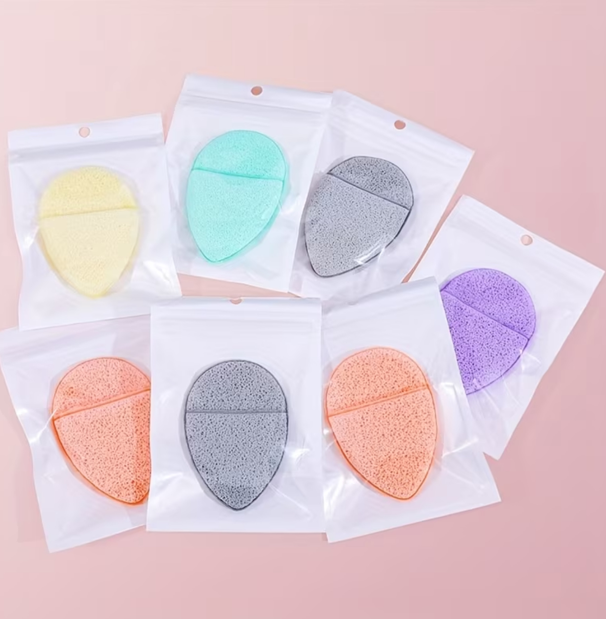 Teardrop Cellulose Facial Cleansing Sponges – 1-Piece Multi-Color with Finger Straps