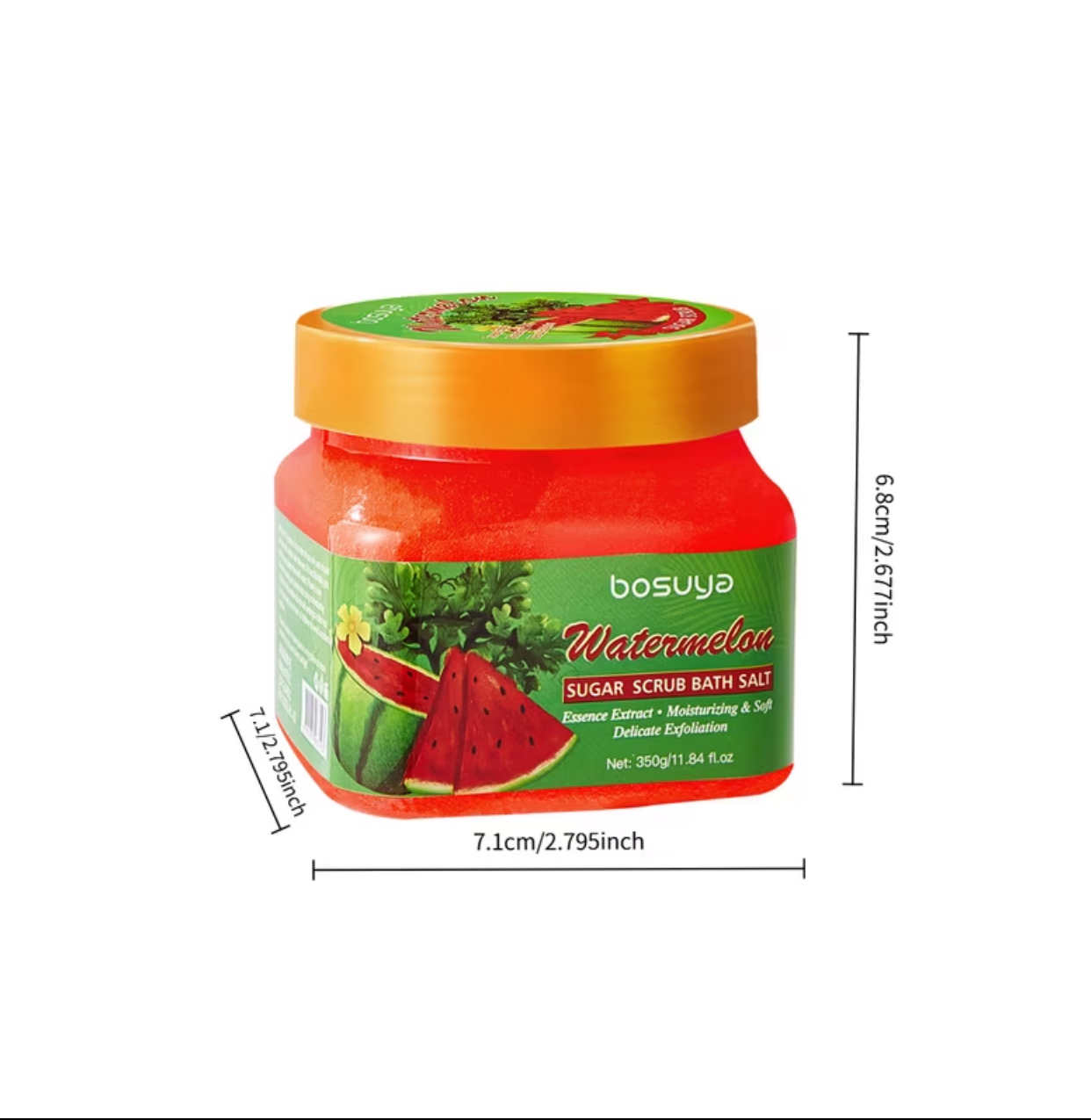 Bosuya Exfoliating Sugar Scrub Bath Salts – 350g Jars in Watermelon, Coffee, Rose, Rice, Coconut & Orange 3