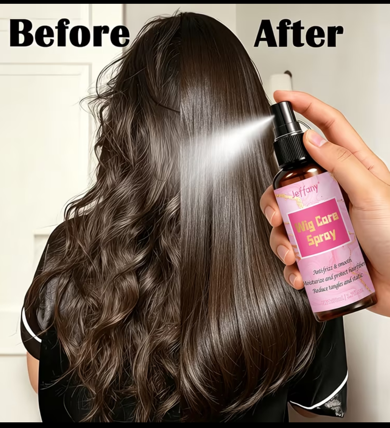 Jeffany Synthetic Wig Care Spray – 50ml Anti-Frizz, Smoothing & Detangling Moisture Mist 2