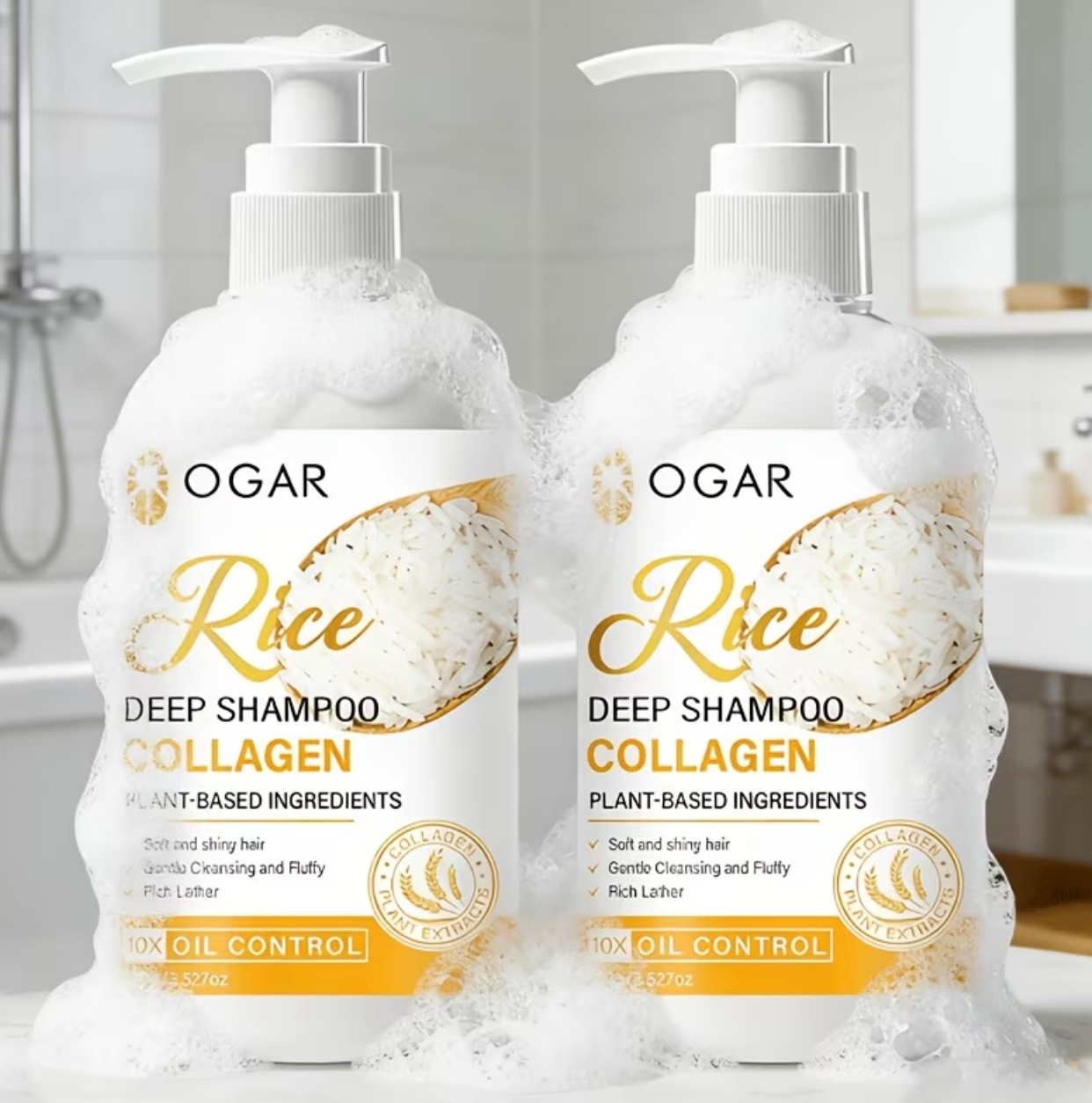 OGAR Rice Water & Collagen Deep Shampoo – 100g Intensive Plant-Based Oil Control Formula