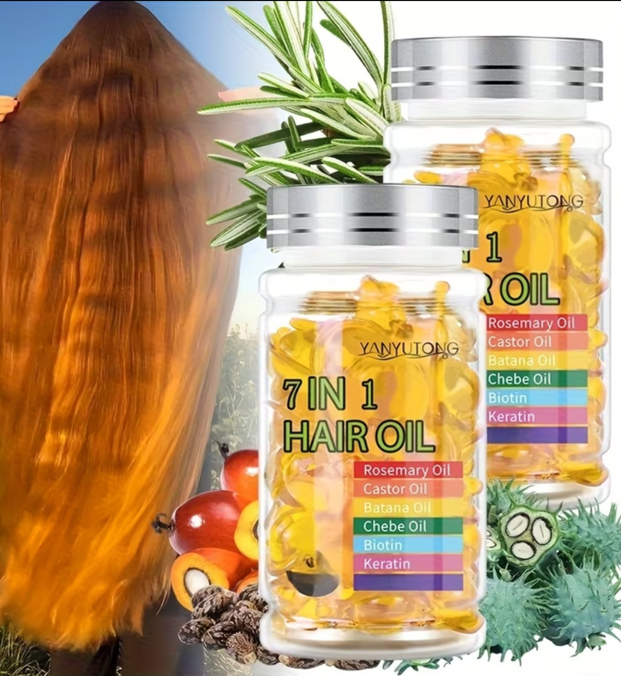 GZE 7-in-1 Hair & Scalp Nourishing Oil Capsules – Rosemary, Castor & Batana Intensive Repair Serum 3