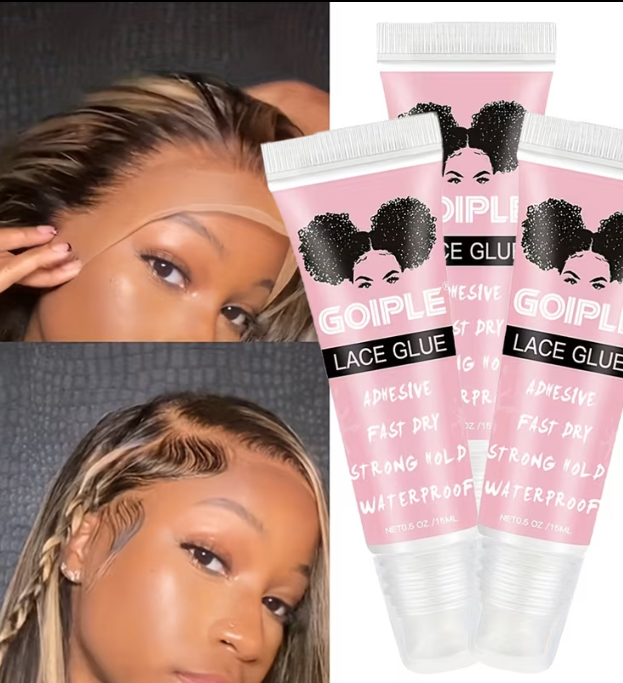 Goiple Waterproof Lace Wig Glue Set – 1 Piece Travel-Sized Strong Hold Hair Adhesive