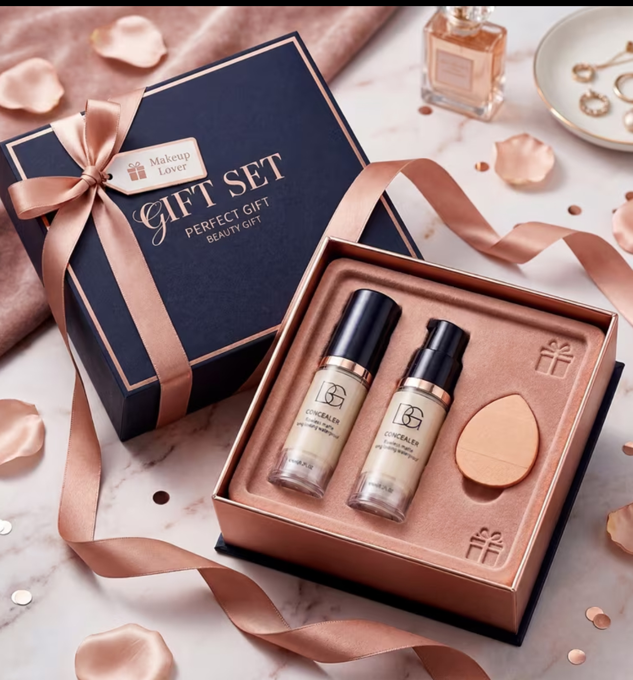 LBG Flawless Matte Concealer Gift Set – 3-Piece Waterproof Liquid Base & Sponge Kit