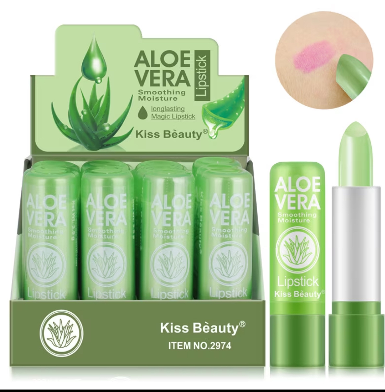 Kiss Bèauty Aloe Vera Magic Lipstick – 1-Piece Smoothing Moisture Color-Changing 