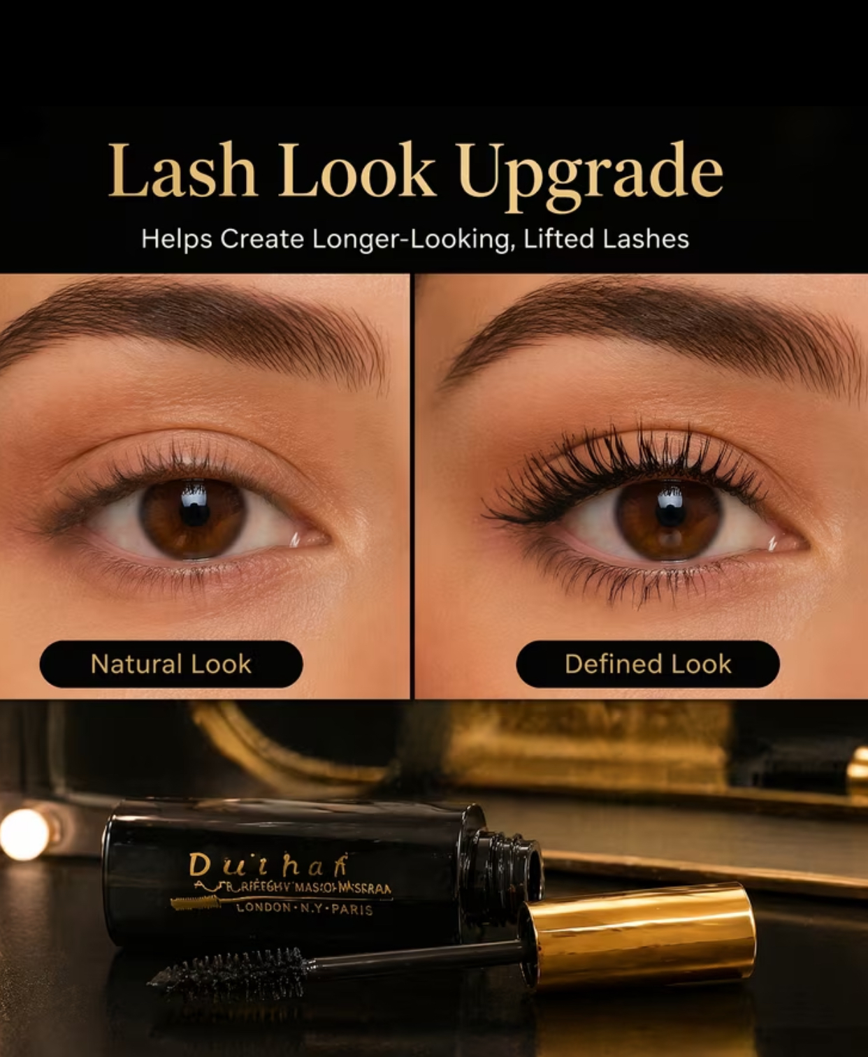 Dülhan Waterproof Mascara – Black & Gold Luxury Defining Lash Treatment 3