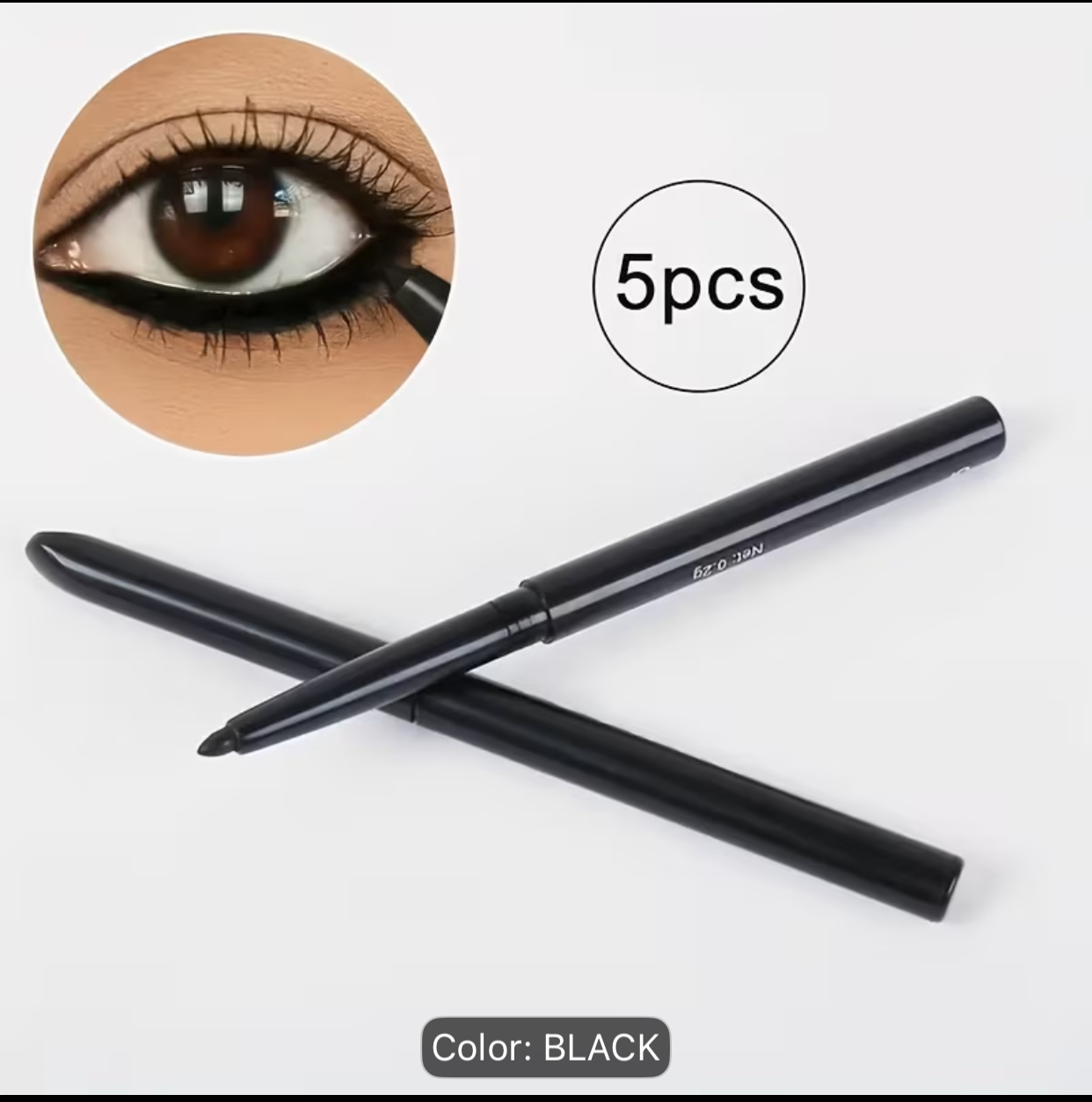 Black 5 Precision Eyeliner Pencil Set – 5-Piece Long-Wear Smudge-Proof Eye Liners 2