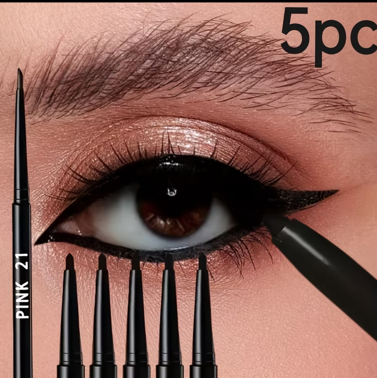 Black 5 Precision Eyeliner Pencil Set – 5-Piece Long-Wear Smudge-Proof Eye Liners