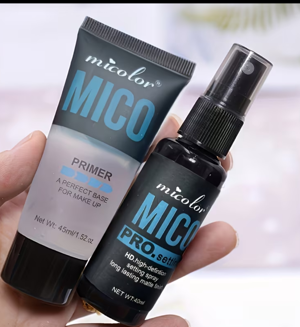 Micolor MICO Face Primer & PRO Setting Spray Duo – Matte Long-Lasting Makeup Prep & Set Kit 2