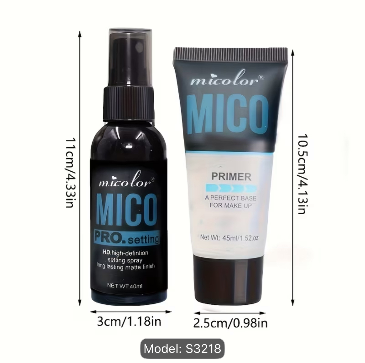 Micolor MICO Face Primer & PRO Setting Spray Duo – Matte Long-Lasting Makeup Prep & Set Kit 3