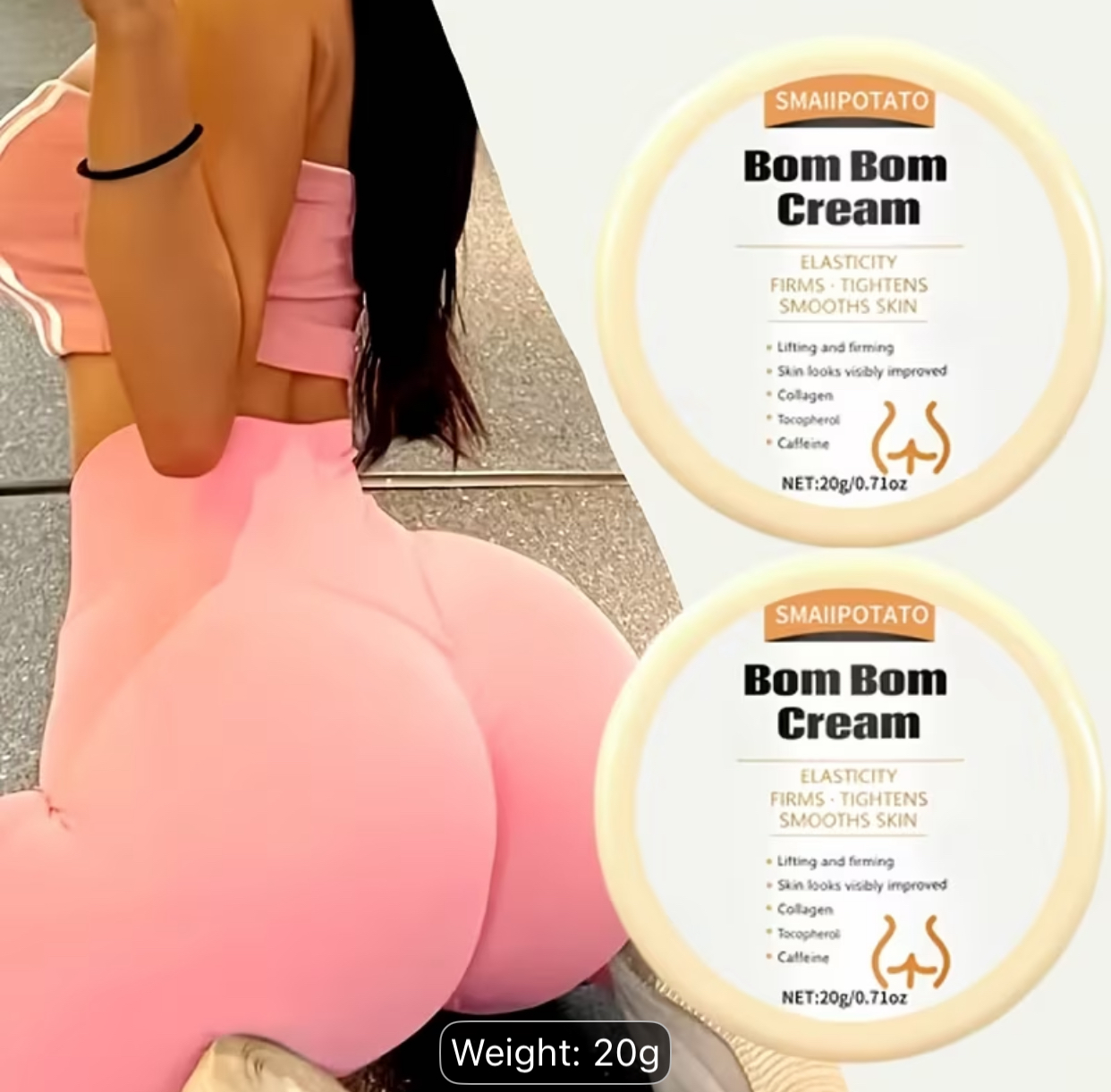 SMAIIPOTATO Bom Bom Firming Cream – 20g Collagen & Caffeine Skin-Tightening Balm 3