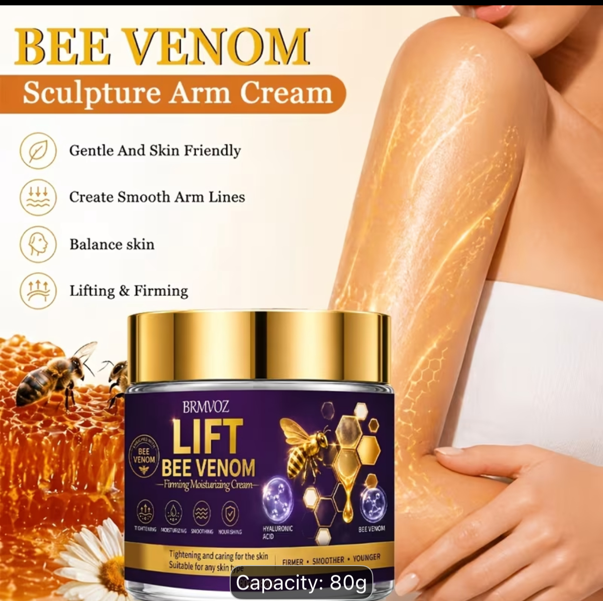 BRMVOZ Lift Bee Venom Firming Moisturizing Cream – 80g Anti-Aging Complex 3