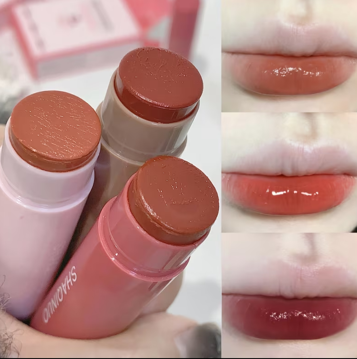 SHAQINUO High-Shine Tinted Lip Balm Trio – 3-Piece Pack of Nourishing Lip Glazes 3