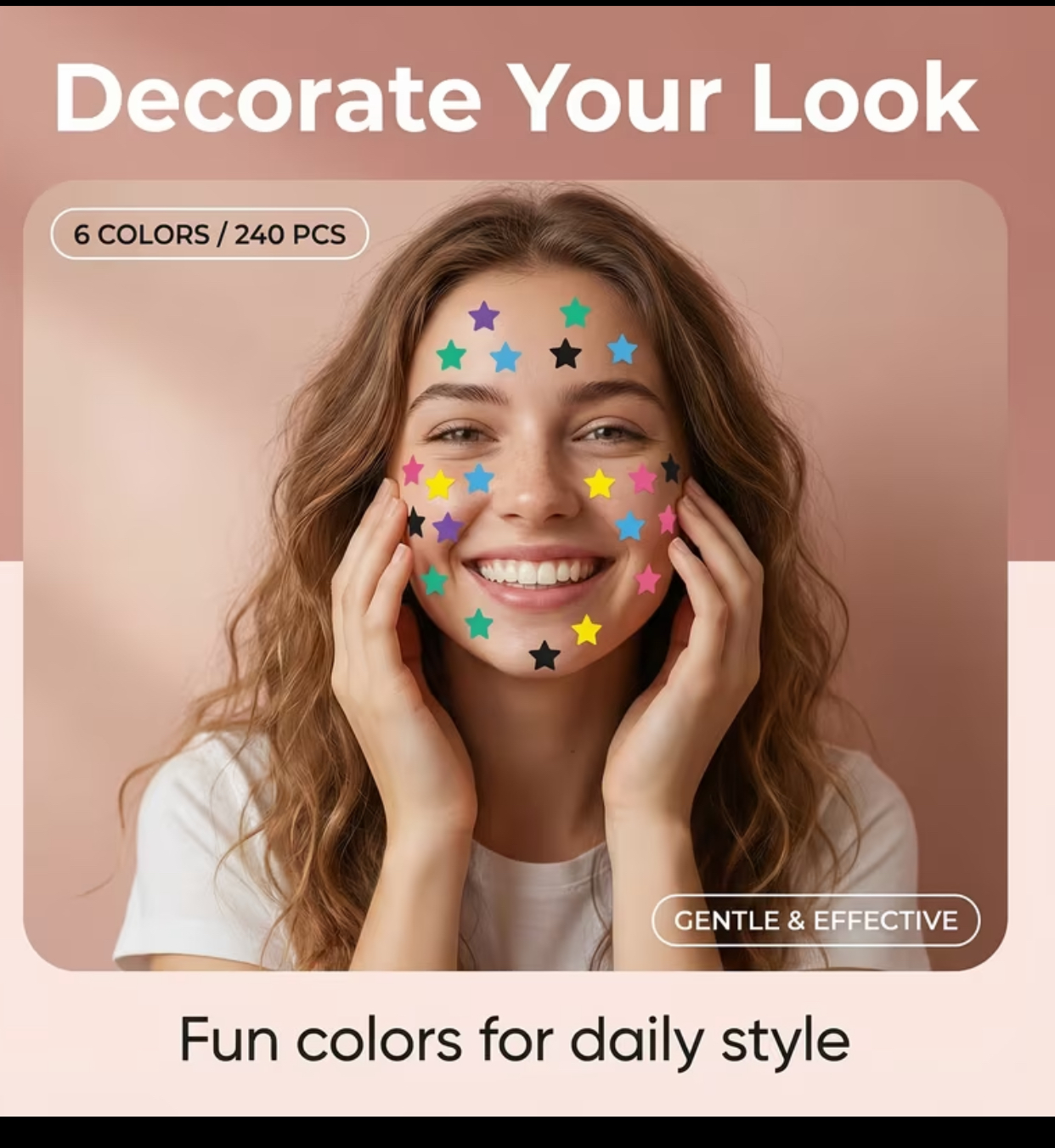 Colorful Star-Shaped Hydrocolloid Acne Pimple Patches – Waterproof Blemish Treatment Absorbing Cover Stickers, Random 8 Colors (120/280 Count) 2