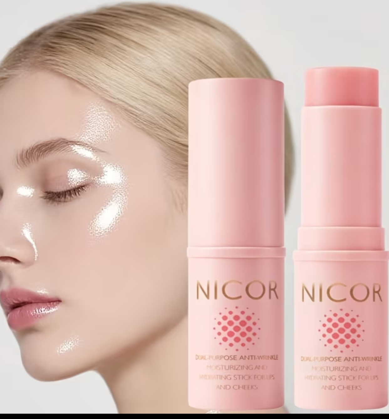 NICOR Dual-Purpose Anti-Wrinkle Hydrating Stick – Moisturizing Balm for Fine Lines, Firmness, Lips, and Cheeks